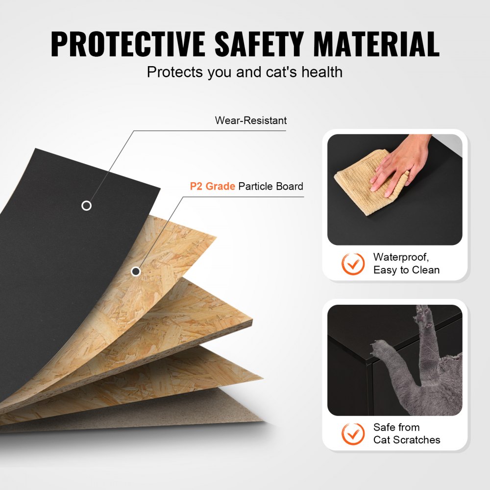 VEVOR Θήκη άμμου γάτας για 2 γάτες, Κρυφό έπιπλο άμμου 147 cm, Μεγάλο ντουλάπι τουαλέτας για γάτες σε δίκλινο δωμάτιο, Ξύλινη βάση τηλεόρασης για εσωτερικό σπίτι κατοικίδιων ζώων, Πλαϊνό τραπέζι, Ταιριάζει στο μεγαλύτερο μέρος της άμμου, Μαύρο VEVOR Θήκη άμμου γάτας για 2 γάτες, Κρυφό έπιπλο άμμου 147 cm, Μεγάλο ντουλάπι τουαλέτας για γάτες σε δίκλινο δωμάτιο, Ξύλινη βάση τηλεόρασης για εσωτερικό σπίτι κατοικίδιων ζώων, Πλαϊνό τραπέζι, Ταιριάζει στο μεγαλύτερο μέρος της άμμου, Μαύρο