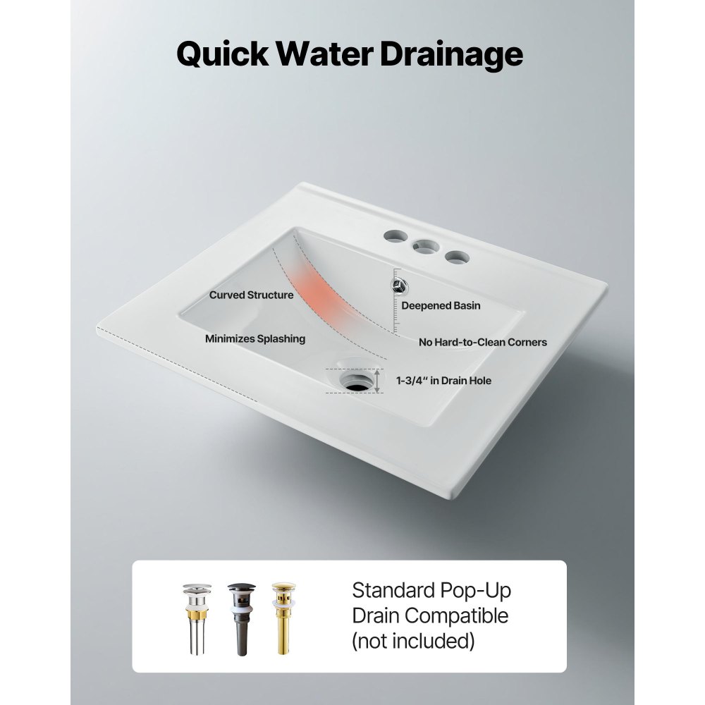 Ημιενθετικός Νιπτήρας Μπάνιου VEVOR, Ορθογώνιος Λευκός Κεραμικός Νιπτήρας 510 x 465 mm με Υπερχείλιση και 3 Τρύπες Βρύσης, Μοντέρνος Ορθογώνιος Νιπτήρας Μπάνιου με Ντουλάπι και Μπάνιο για Μικρό Χώρο Ημιενθετικός Νιπτήρας Μπάνιου VEVOR, Ορθογώνιος Λευκός Κεραμικός Νιπτήρας 510 x 465 mm με Υπερχείλιση και 3 Τρύπες Βρύσης, Μοντέρνος Ορθογώνιος Νιπτήρας Μπάνιου με Ντουλάπι και Μπάνιο για Μικρό Χώρο