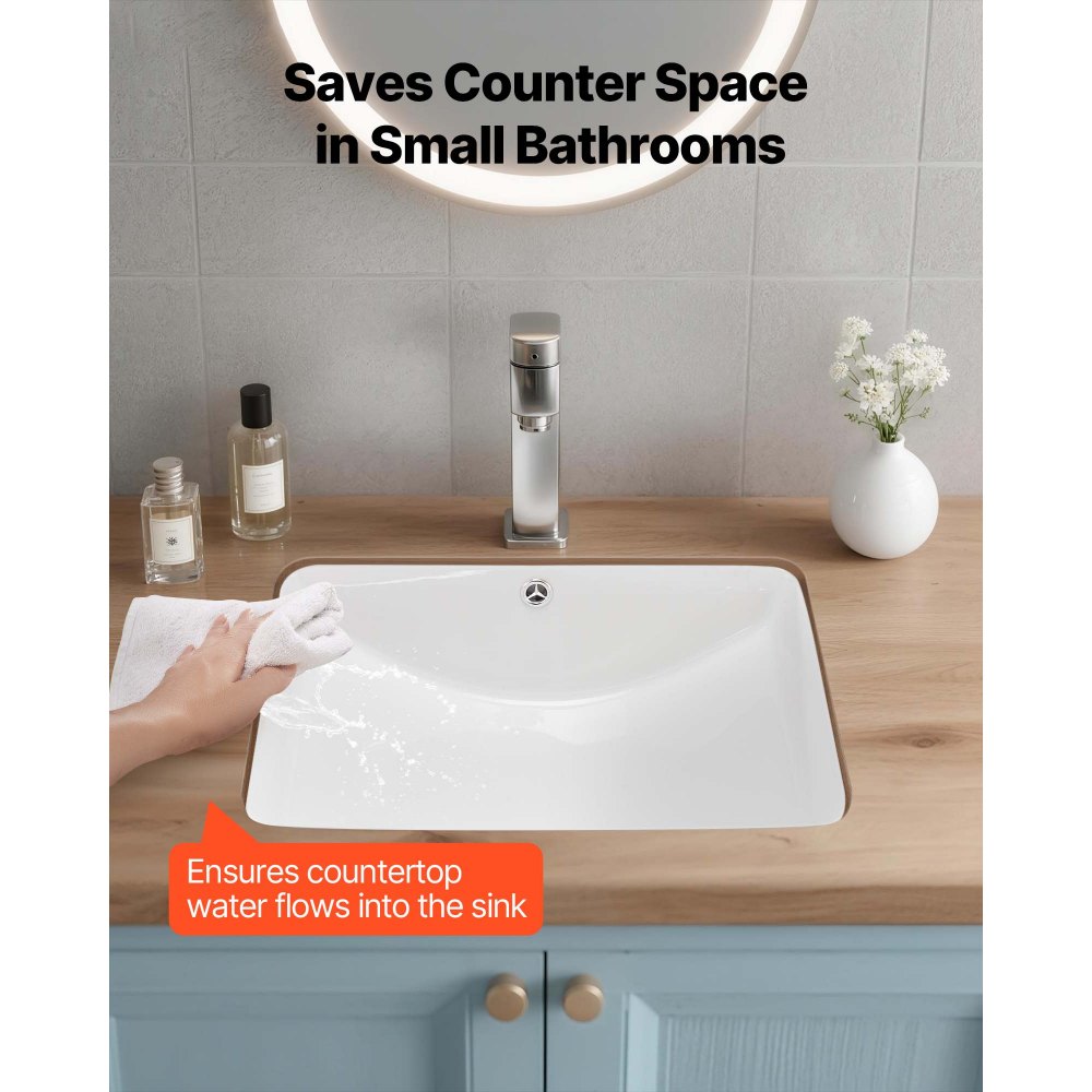 Νιπτήρας μπάνιου VEVOR Υποστηριζόμενος, Ορθογώνιος λευκός κεραμικός νιπτήρας 530 x 375 mm με οπή υπερχείλισης, Μοντέρνος νιπτήρας μπάνιου με δυνατότητα τοποθέτησης κάτω από τον πάγκο, Ορθογώνιος για μικρό χώρο Νιπτήρας μπάνιου VEVOR Υποστηριζόμενος, Ορθογώνιος λευκός κεραμικός νιπτήρας 530 x 375 mm με οπή υπερχείλισης, Μοντέρνος νιπτήρας μπάνιου με δυνατότητα τοποθέτησης κάτω από τον πάγκο, Ορθογώνιος για μικρό χώρο