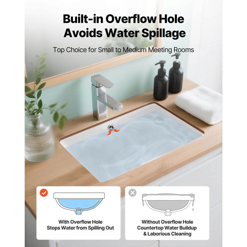 Νιπτήρας μπάνιου VEVOR Υποστηριζόμενος, Ορθογώνιος λευκός κεραμικός νιπτήρας 460 x 330 mm με οπή υπερχείλισης, Μοντέρνος νιπτήρας μπάνιου με δυνατότητα τοποθέτησης κάτω από τον πάγκο, Ορθογώνιος για μικρό χώρο Νιπτήρας μπάνιου VEVOR Υποστηριζόμενος, Ορθογώνιος λευκός κεραμικός νιπτήρας 460 x 330 mm με οπή υπερχείλισης, Μοντέρνος νιπτήρας μπάνιου με δυνατότητα τοποθέτησης κάτω από τον πάγκο, Ορθογώνιος για μικρό χώρο