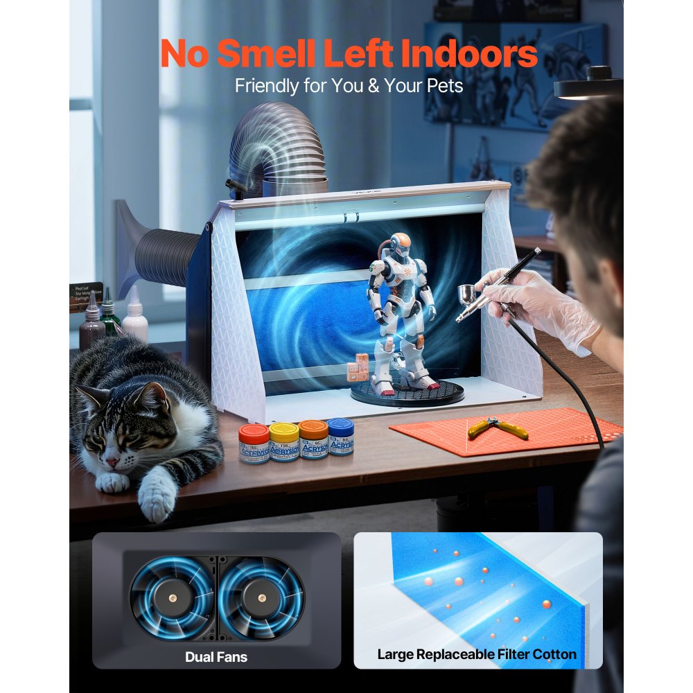 Θάλαμος ψεκασμού αερογράφου VEVOR, διπλοί ανεμιστήρες, 545 x 475 x 370 mm, φορητό κιτ καμπίνας ψεκασμού βαφής με αερογράφο για ερασιτεχνική χρήση με 3 φώτα LED και σωλήνα προέκτασης εξάτμισης, για ζωγραφική μοντέλων, τέχνες, χειροτεχνίες, κέικ Θάλαμος ψεκασμού αερογράφου VEVOR, διπλοί ανεμιστήρες, 545 x 475 x 370 mm, φορητό κιτ καμπίνας ψεκασμού βαφής με αερογράφο για ερασιτεχνική χρήση με 3 φώτα LED και σωλήνα προέκτασης εξάτμισης, για ζωγραφική μοντέλων, τέχνες, χειροτεχνίες, κέικ
