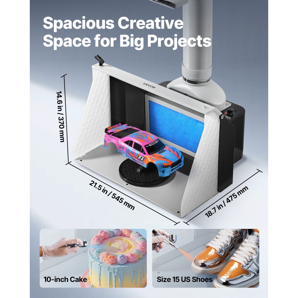 Θάλαμος ψεκασμού αερογράφου VEVOR, διπλοί ανεμιστήρες, 545 x 475 x 370 mm, φορητό κιτ καμπίνας ψεκασμού βαφής με αερογράφο για ερασιτεχνική χρήση με 3 φώτα LED και σωλήνα προέκτασης εξάτμισης, για ζωγραφική μοντέλων, τέχνες, χειροτεχνίες, κέικ Θάλαμος ψεκασμού αερογράφου VEVOR, διπλοί ανεμιστήρες, 545 x 475 x 370 mm, φορητό κιτ καμπίνας ψεκασμού βαφής με αερογράφο για ερασιτεχνική χρήση με 3 φώτα LED και σωλήνα προέκτασης εξάτμισης, για ζωγραφική μοντέλων, τέχνες, χειροτεχνίες, κέικ