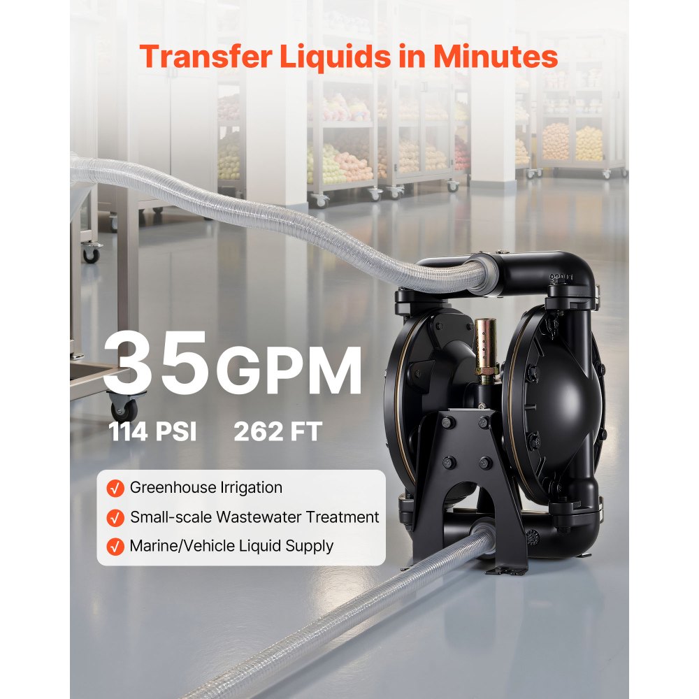 Αεροκίνητη αντλία διπλού διαφράγματος VEVOR, μέγιστη 132,49 LPM, τυπική αντλία εισόδου και εξόδου αέρα, πνευματική αντλία μεταφοράς χρησιμοποιημένων λαδιών, σώμα από κράμα αλουμινίου, διπλά διαφράγματα, για ντίζελ, γράσο, κηροζίνη, βενζίνη Αεροκίνητη αντλία διπλού διαφράγματος VEVOR, μέγιστη 132,49 LPM, τυπική αντλία εισόδου και εξόδου αέρα, πνευματική αντλία μεταφοράς χρησιμοποιημένων λαδιών, σώμα από κράμα αλουμινίου, διπλά διαφράγματα, για ντίζελ, γράσο, κηροζίνη, βενζίνη