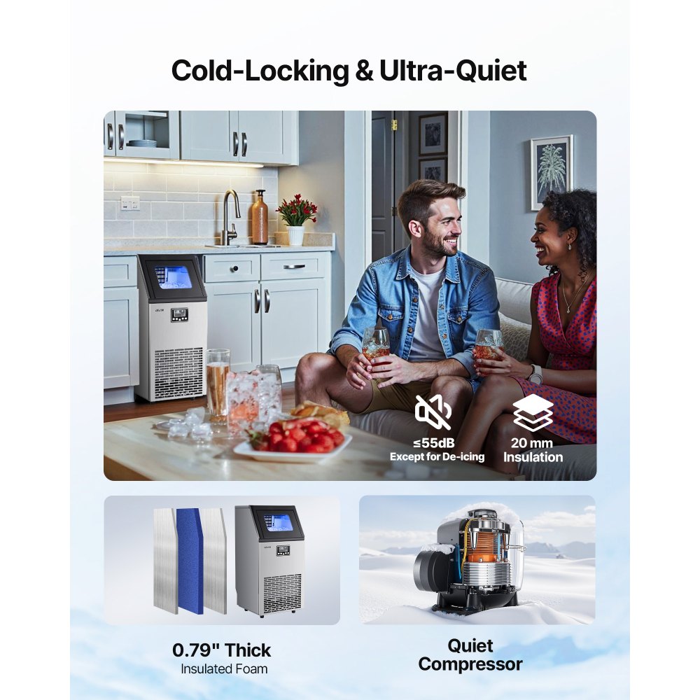 Επαγγελματική παγομηχανή VEVOR, 54,43 kg/24h με χωρητικότητα 12,7 kg, 45 κύβοι ανά κύκλο, Ανοξείδωτη, Ανεξάρτητη & Κάτω από τον Πάγκο, Παγομηχανή με Οθόνη LED & Αυτοκαθαριζόμενο, για Μπαρ/Εστιατόριο Επαγγελματική παγομηχανή VEVOR, 54,43 kg/24h με χωρητικότητα 12,7 kg, 45 κύβοι ανά κύκλο, Ανοξείδωτη, Ανεξάρτητη & Κάτω από τον Πάγκο, Παγομηχανή με Οθόνη LED & Αυτοκαθαριζόμενο, για Μπαρ/Εστιατόριο