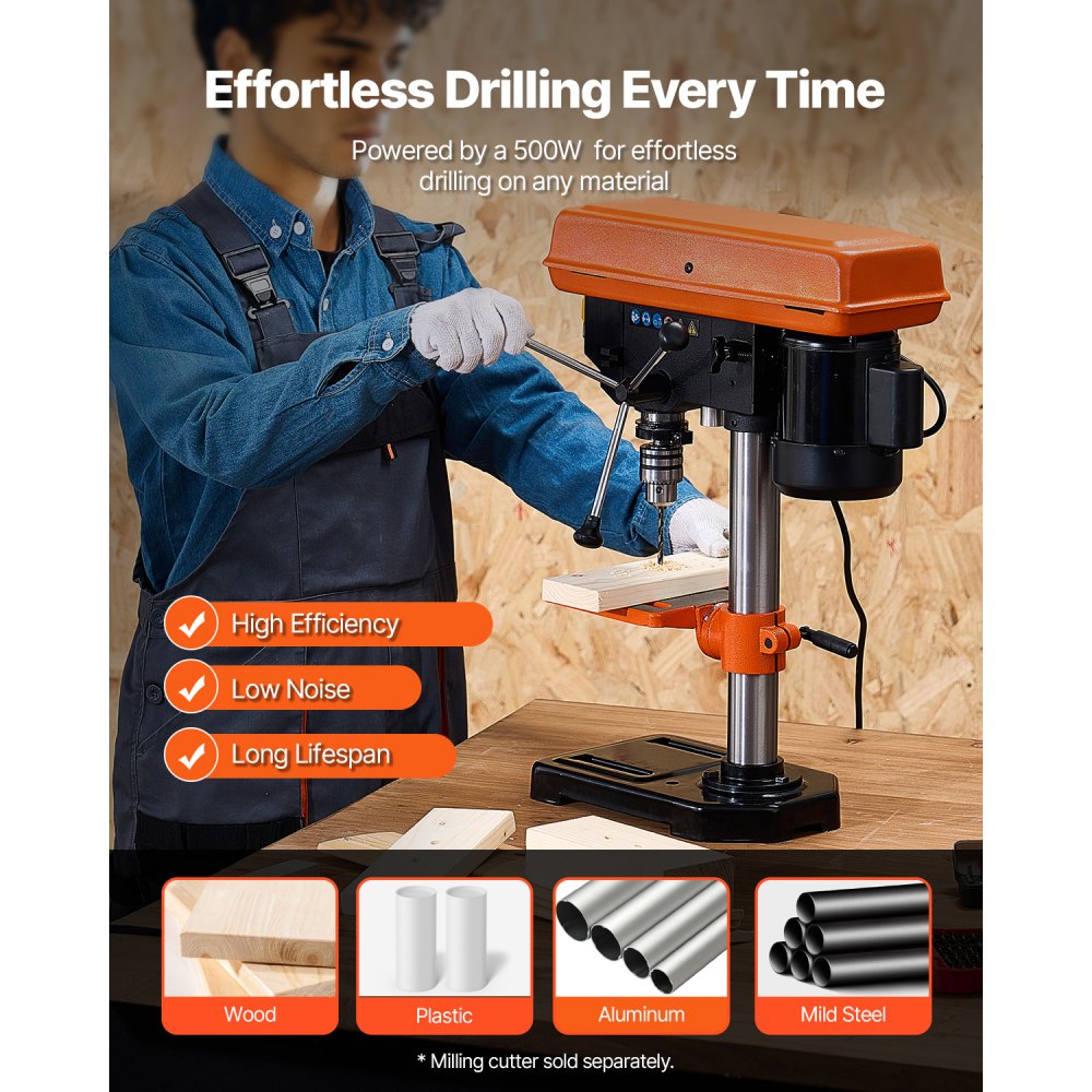 Πρέσα Δράπανου VEVOR 203,2 mm Πάγκου, Κινητήρας Επαγωγής 500W, Επιτραπέζιο Δράπανο με Ρυθμιζόμενη Ταχύτητα 500 / 890 / 1400 / 1900 / 2500 RPM, Κλίση 0-45° Τραπέζι Εργασίας, Φως Εργασίας LED, για Ξύλο και Μέταλλο Πρέσα Δράπανου VEVOR 203,2 mm Πάγκου, Κινητήρας Επαγωγής 500W, Επιτραπέζιο Δράπανο με Ρυθμιζόμενη Ταχύτητα 500 / 890 / 1400 / 1900 / 2500 RPM, Κλίση 0-45° Τραπέζι Εργασίας, Φως Εργασίας LED, για Ξύλο και Μέταλλο