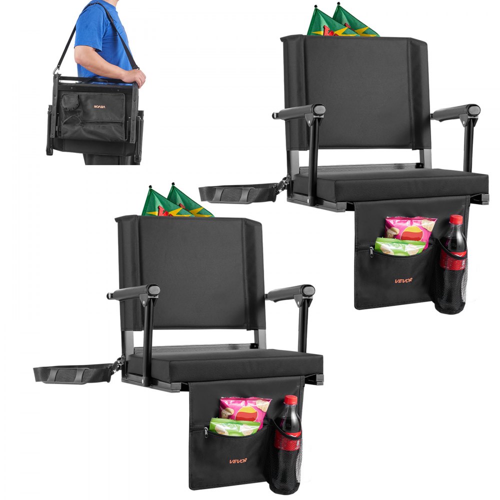 Κάθισμα Σταδίου VEVOR, Φορητό Κάθισμα Κερκέδας με Υποβραχιόνιο, Στήριγμα Πλάτης και Χοντρό Μαξιλάρι, Πολυθρόνα Πάγκου για Κερκέδα που Περιλαμβάνει Ιμάντα Ώμου, Γάντζους, Θήκη Ποτηριού, Μαύρα Καθίσματα Κερκέδας Ποδοσφαίρου, 2 Τεμάχια Κάθισμα Σταδίου VEVOR, Φορητό Κάθισμα Κερκέδας με Υποβραχιόνιο, Στήριγμα Πλάτης και Χοντρό Μαξιλάρι, Πολυθρόνα Πάγκου για Κερκέδα που Περιλαμβάνει Ιμάντα Ώμου, Γάντζους, Θήκη Ποτηριού, Μαύρα Καθίσματα Κερκέδας Ποδοσφαίρου, 2 Τεμάχια