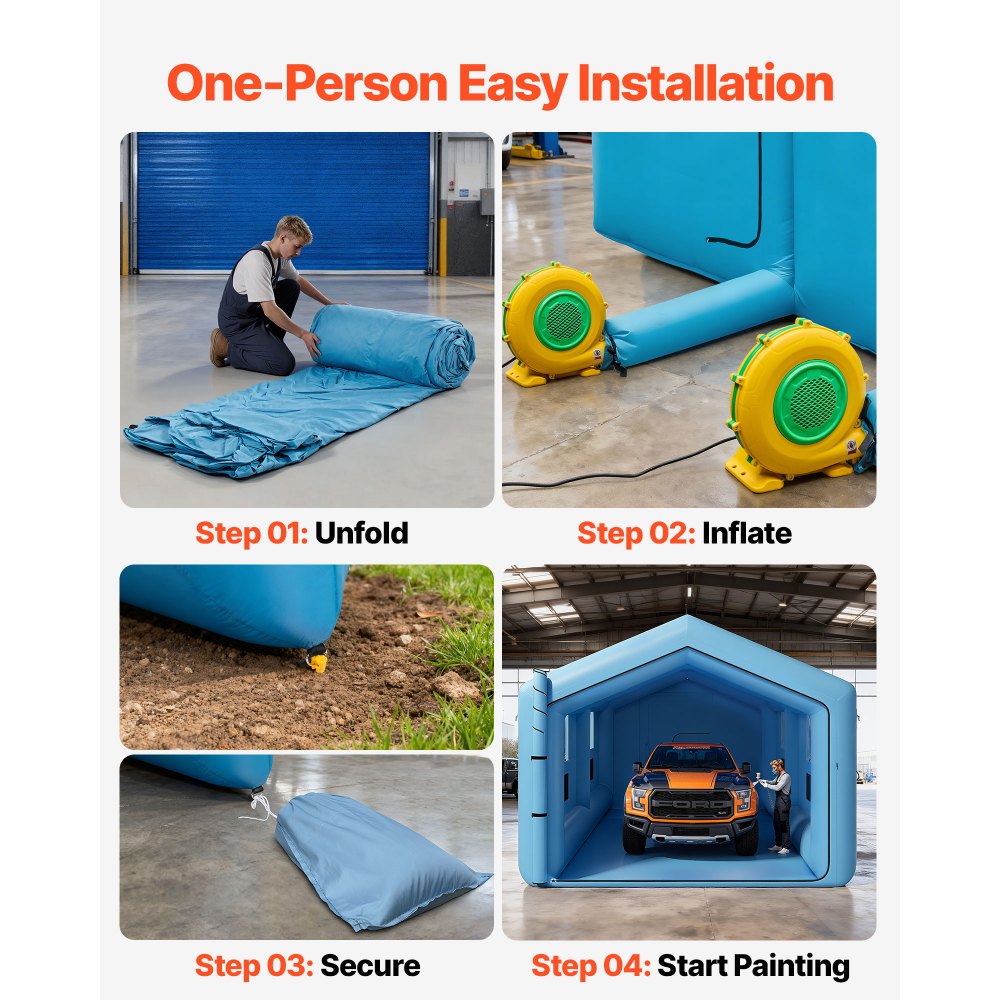 Φουσκωτός θάλαμος βαφής VEVOR, 12 x 5 x 4 m, Φουσκωτός θάλαμος ψεκασμού με φυσητήρες 950W+1100W και σύστημα φίλτρου αέρα, τριγωνική οροφή, για βαφή αυτοκινήτων, φορτηγών, μεγάλων επίπλων και λαμαρινών αυτοκινήτων Φουσκωτός θάλαμος βαφής VEVOR, 12 x 5 x 4 m, Φουσκωτός θάλαμος ψεκασμού με φυσητήρες 950W+1100W και σύστημα φίλτρου αέρα, τριγωνική οροφή, για βαφή αυτοκινήτων, φορτηγών, μεγάλων επίπλων και λαμαρινών αυτοκινήτων