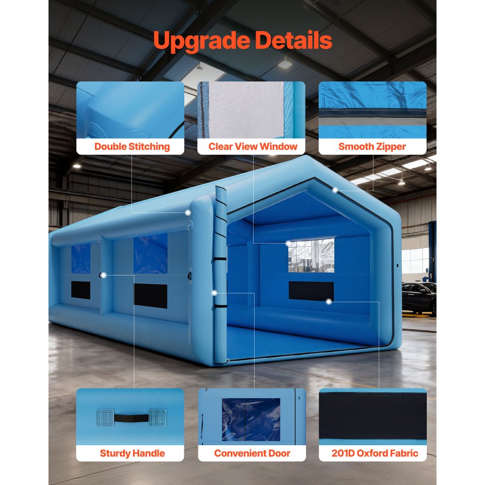 Φουσκωτός θάλαμος βαφής VEVOR, 12 x 5 x 4 m, Φουσκωτός θάλαμος ψεκασμού με φυσητήρες 950W+1100W και σύστημα φίλτρου αέρα, τριγωνική οροφή, για βαφή αυτοκινήτων, φορτηγών, μεγάλων επίπλων και λαμαρινών αυτοκινήτων Φουσκωτός θάλαμος βαφής VEVOR, 12 x 5 x 4 m, Φουσκωτός θάλαμος ψεκασμού με φυσητήρες 950W+1100W και σύστημα φίλτρου αέρα, τριγωνική οροφή, για βαφή αυτοκινήτων, φορτηγών, μεγάλων επίπλων και λαμαρινών αυτοκινήτων