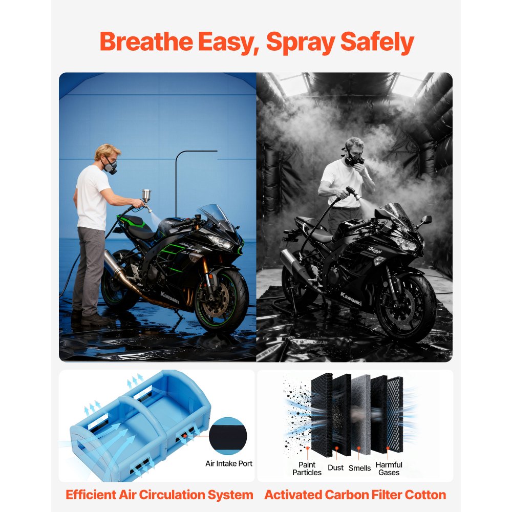 Φουσκωτός θάλαμος βαφής VEVOR, 10 x 6 x 4 m, Φουσκωτός θάλαμος ψεκασμού με φυσητήρες 950W και 1100W και σύστημα φίλτρου αέρα, Στρογγυλή οροφή, για βαφή αυτοκινήτων, φορτηγών, επίπλων και λαμαρινών αυτοκινήτων Φουσκωτός θάλαμος βαφής VEVOR, 10 x 6 x 4 m, Φουσκωτός θάλαμος ψεκασμού με φυσητήρες 950W και 1100W και σύστημα φίλτρου αέρα, Στρογγυλή οροφή, για βαφή αυτοκινήτων, φορτηγών, επίπλων και λαμαρινών αυτοκινήτων