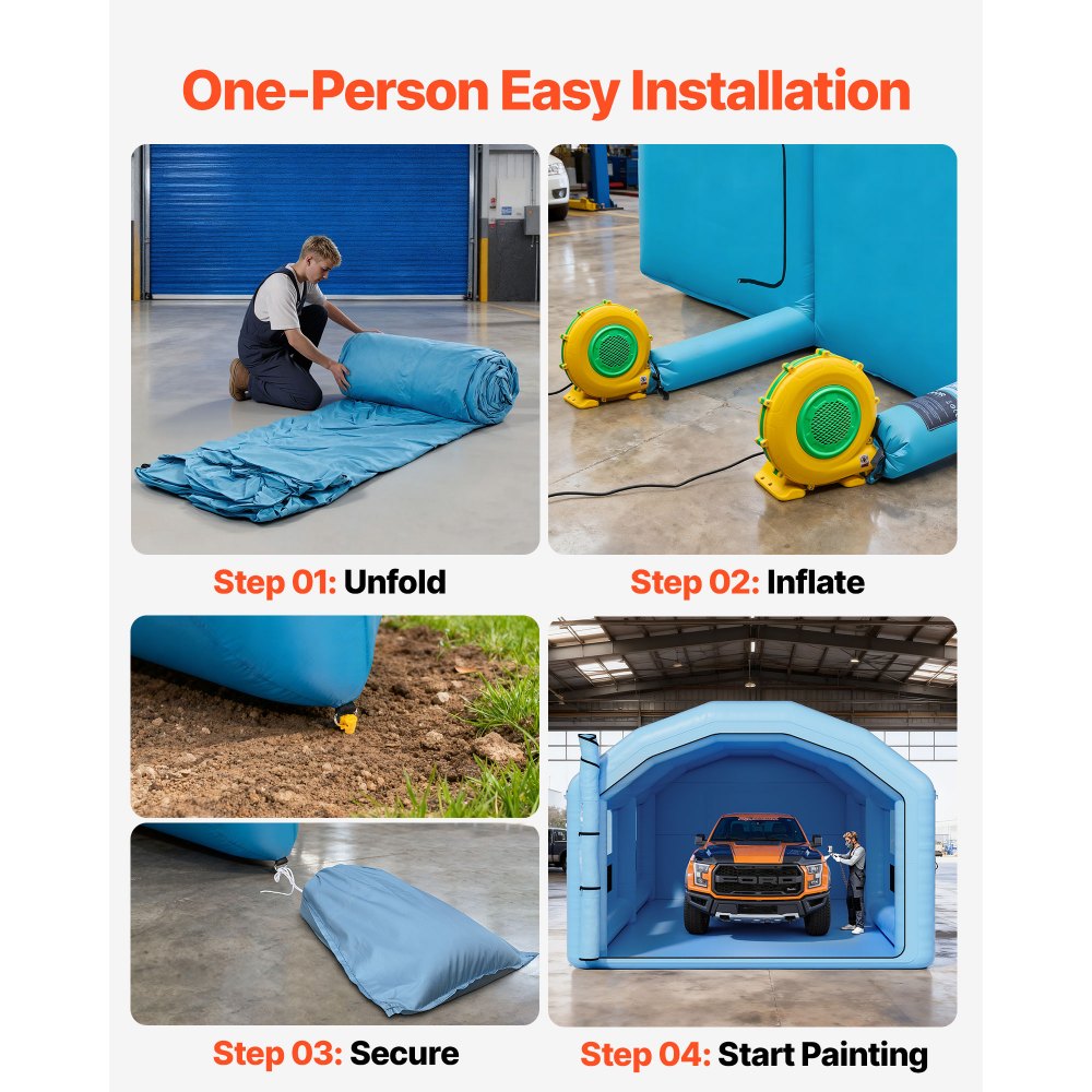 Φουσκωτός θάλαμος βαφής VEVOR, 10 x 6 x 4 m, Φουσκωτός θάλαμος ψεκασμού με φυσητήρες 950W και 1100W και σύστημα φίλτρου αέρα, Στρογγυλή οροφή, για βαφή αυτοκινήτων, φορτηγών, επίπλων και λαμαρινών αυτοκινήτων Φουσκωτός θάλαμος βαφής VEVOR, 10 x 6 x 4 m, Φουσκωτός θάλαμος ψεκασμού με φυσητήρες 950W και 1100W και σύστημα φίλτρου αέρα, Στρογγυλή οροφή, για βαφή αυτοκινήτων, φορτηγών, επίπλων και λαμαρινών αυτοκινήτων