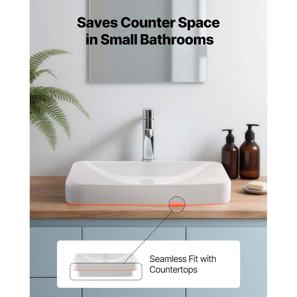 Νιπτήρας μπάνιου VEVOR ημι-εντοιχιζόμενος, ορθογώνιος λευκός κεραμικός νιπτήρας 490 x 305 mm με οπή αποστράγγισης 45 mm, μοντέρνος νιπτήρας μπάνιου με εντοιχισμό, ορθογώνιος για μικρό μπάνιο Νιπτήρας μπάνιου VEVOR ημι-εντοιχιζόμενος, ορθογώνιος λευκός κεραμικός νιπτήρας 490 x 305 mm με οπή αποστράγγισης 45 mm, μοντέρνος νιπτήρας μπάνιου με εντοιχισμό, ορθογώνιος για μικρό μπάνιο