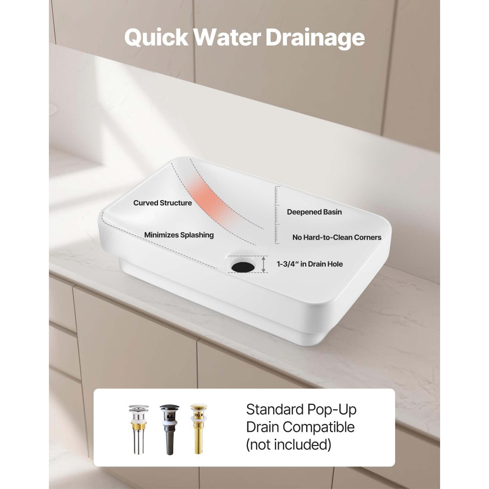 Νιπτήρας μπάνιου VEVOR ημι-εντοιχιζόμενος, ορθογώνιος λευκός κεραμικός νιπτήρας 490 x 305 mm με οπή αποστράγγισης 45 mm, μοντέρνος νιπτήρας μπάνιου με εντοιχισμό, ορθογώνιος για μικρό μπάνιο Νιπτήρας μπάνιου VEVOR ημι-εντοιχιζόμενος, ορθογώνιος λευκός κεραμικός νιπτήρας 490 x 305 mm με οπή αποστράγγισης 45 mm, μοντέρνος νιπτήρας μπάνιου με εντοιχισμό, ορθογώνιος για μικρό μπάνιο