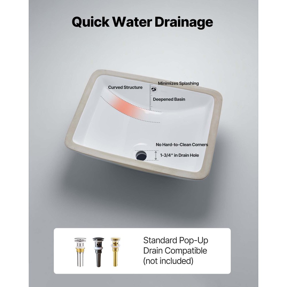 Νιπτήρας μπάνιου VEVOR Υποστηριζόμενος, Ορθογώνιος λευκός κεραμικός νιπτήρας 530 x 375 mm με οπή υπερχείλισης, Μοντέρνος νιπτήρας μπάνιου με δυνατότητα τοποθέτησης κάτω από τον πάγκο, Ορθογώνιος για μικρό χώρο Νιπτήρας μπάνιου VEVOR Υποστηριζόμενος, Ορθογώνιος λευκός κεραμικός νιπτήρας 530 x 375 mm με οπή υπερχείλισης, Μοντέρνος νιπτήρας μπάνιου με δυνατότητα τοποθέτησης κάτω από τον πάγκο, Ορθογώνιος για μικρό χώρο