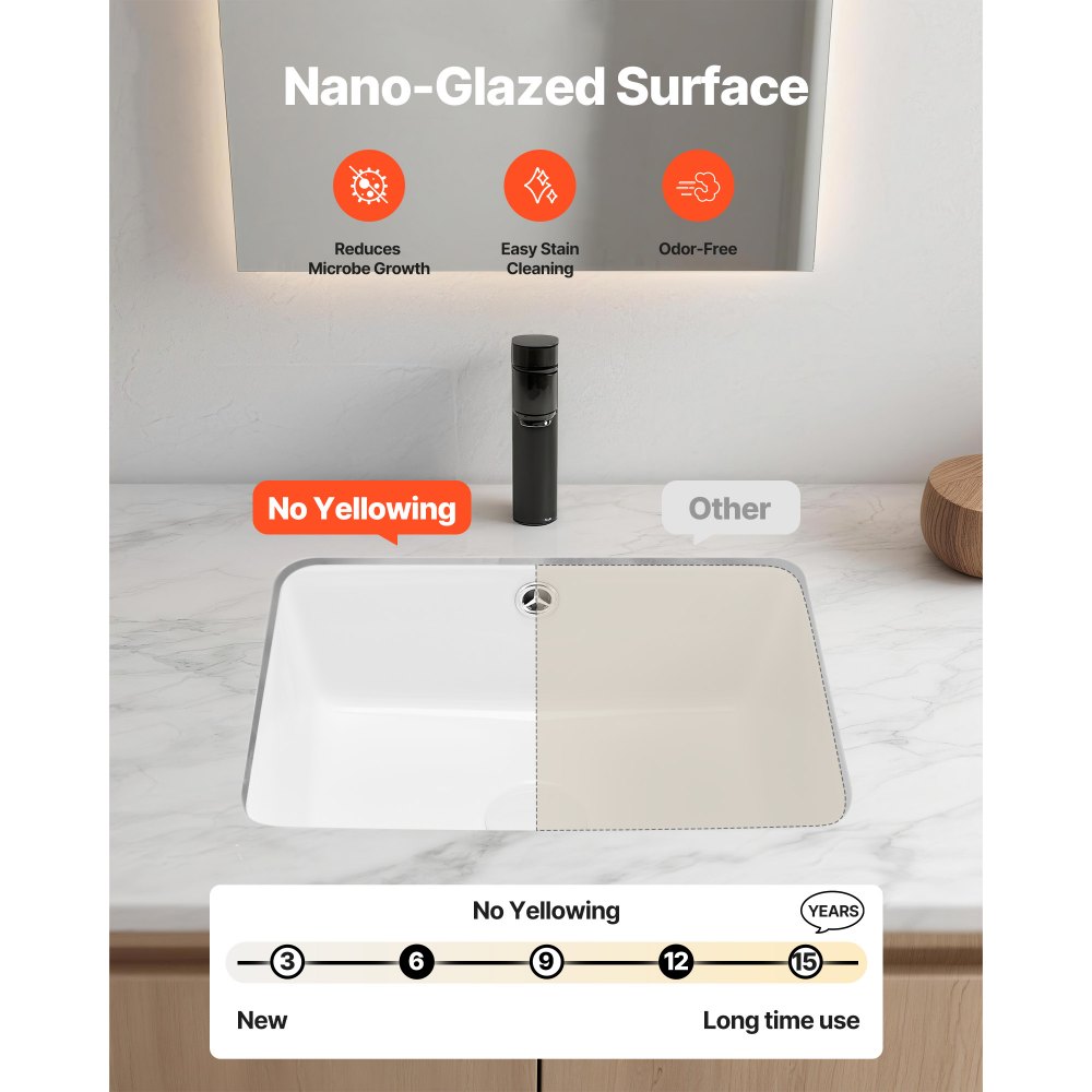 Νιπτήρας μπάνιου VEVOR Υποστηριζόμενος, Ορθογώνιος λευκός κεραμικός νιπτήρας 400 x 305 mm με οπή υπερχείλισης, Μοντέρνος νιπτήρας μπάνιου με δυνατότητα τοποθέτησης κάτω από τον πάγκο, Ορθογώνιος για μικρό χώρο Νιπτήρας μπάνιου VEVOR Υποστηριζόμενος, Ορθογώνιος λευκός κεραμικός νιπτήρας 400 x 305 mm με οπή υπερχείλισης, Μοντέρνος νιπτήρας μπάνιου με δυνατότητα τοποθέτησης κάτω από τον πάγκο, Ορθογώνιος για μικρό χώρο