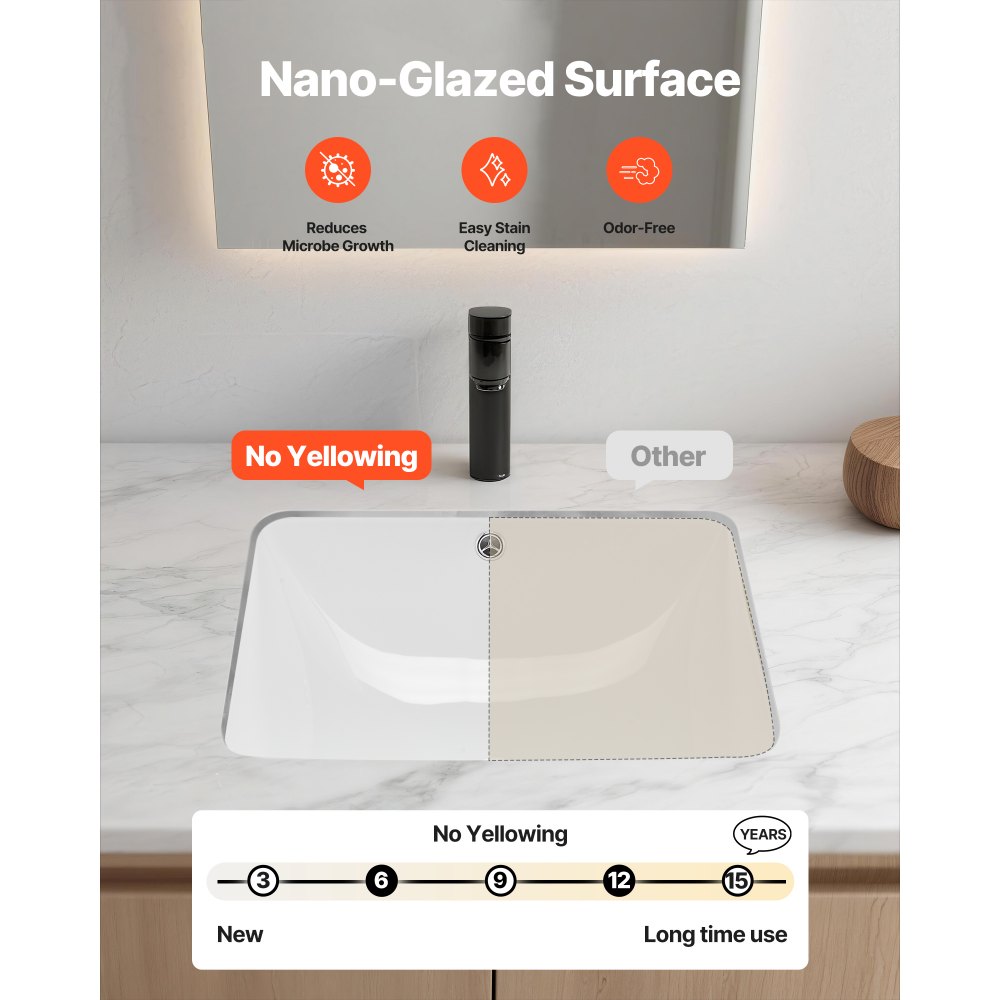 Νιπτήρας μπάνιου VEVOR Υποστηριζόμενος, Ορθογώνιος λευκός κεραμικός νιπτήρας 515 x 385 mm με οπή υπερχείλισης, Μοντέρνος νιπτήρας μπάνιου με δυνατότητα τοποθέτησης κάτω από τον πάγκο, Ορθογώνιος για μικρό χώρο Νιπτήρας μπάνιου VEVOR Υποστηριζόμενος, Ορθογώνιος λευκός κεραμικός νιπτήρας 515 x 385 mm με οπή υπερχείλισης, Μοντέρνος νιπτήρας μπάνιου με δυνατότητα τοποθέτησης κάτω από τον πάγκο, Ορθογώνιος για μικρό χώρο