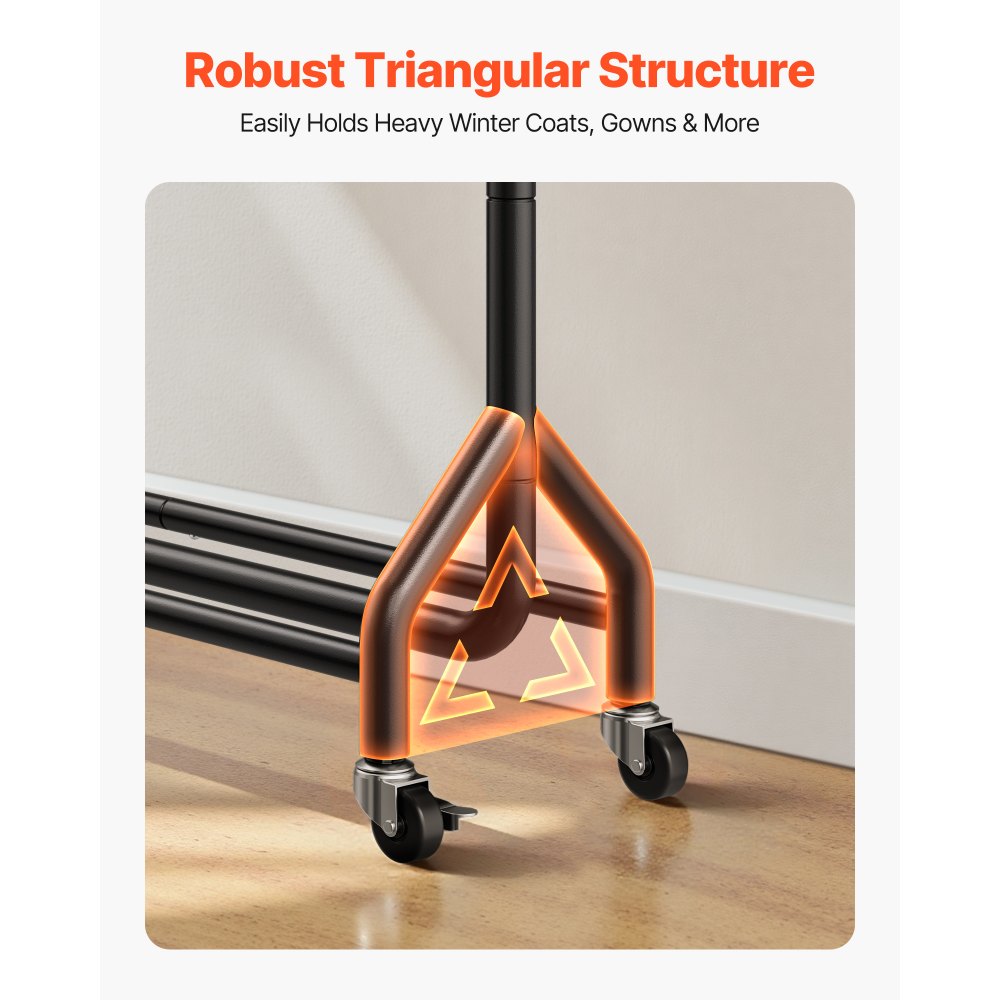 Ράφι ρούχων VEVOR, Ράφι ρούχων με κρεμαστή ράβδο και πλαϊνούς γάντζους, Χωρητικότητα φορτίου 90 kg, Ράφι ρούχων από ανθρακούχο χάλυβα βαρέως τύπου με ρόδες, Ιδανικό για υπνοδωμάτιο, πλυντήριο, σαλόνι Ράφι ρούχων VEVOR, Ράφι ρούχων με κρεμαστή ράβδο και πλαϊνούς γάντζους, Χωρητικότητα φορτίου 90 kg, Ράφι ρούχων από ανθρακούχο χάλυβα βαρέως τύπου με ρόδες, Ιδανικό για υπνοδωμάτιο, πλυντήριο, σαλόνι