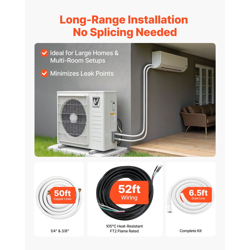 Σετ μίνι σωλήνων διαχωρισμού VEVOR 15,2m, σωλήνας χαλκού AC OD 6,4 & 9,5mm, λευκό μονωμένο πηνίο PE 3/8 με παξιμάδια φαρδιά, ενισχυμένα εξαρτήματα, για σύστημα μίνι διαχωρισμού HVAC ή αντλίας θερμότητας Σετ μίνι σωλήνων διαχωρισμού VEVOR 15,2m, σωλήνας χαλκού AC OD 6,4 & 9,5mm, λευκό μονωμένο πηνίο PE 3/8 με παξιμάδια φαρδιά, ενισχυμένα εξαρτήματα, για σύστημα μίνι διαχωρισμού HVAC ή αντλίας θερμότητας