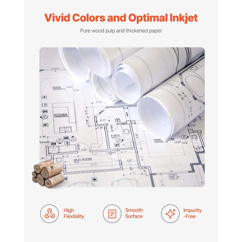 Χαρτί μεγάλου μεγέθους VEVOR, ρολό σχεδίασης 762 mm x 152,4 m, 2 ρολά CAD Bond Rolls με πυρήνα 76,2 mm, 80 ρολά σχεδίασης GSM, για σχέδια CAD, μηχανικά σχέδια, χάρτες GIS και αρχιτεκτονικά σχέδια Χαρτί μεγάλου μεγέθους VEVOR, ρολό σχεδίασης 762 mm x 152,4 m, 2 ρολά CAD Bond Rolls με πυρήνα 76,2 mm, 80 ρολά σχεδίασης GSM, για σχέδια CAD, μηχανικά σχέδια, χάρτες GIS και αρχιτεκτονικά σχέδια