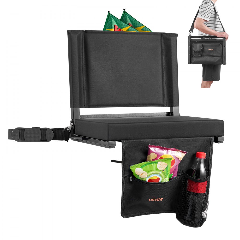 Κάθισμα Σταδίου VEVOR, Πτυσσόμενη Καρέκλα Λεκάνης με Στήριγμα Πλάτης και Χοντρό Μαξιλάρι, Επενδεδυμένο Κάθισμα Σταδίου για Λεκάνη που Περιλαμβάνει Ιμάντα Ώμου, Γάντζους, Θήκη για Ποτήρια και Πλαϊνή Τσέπη, Μαύρη Καρέκλα Λεκάνης Κάθισμα Σταδίου VEVOR, Πτυσσόμενη Καρέκλα Λεκάνης με Στήριγμα Πλάτης και Χοντρό Μαξιλάρι, Επενδεδυμένο Κάθισμα Σταδίου για Λεκάνη που Περιλαμβάνει Ιμάντα Ώμου, Γάντζους, Θήκη για Ποτήρια και Πλαϊνή Τσέπη, Μαύρη Καρέκλα Λεκάνης