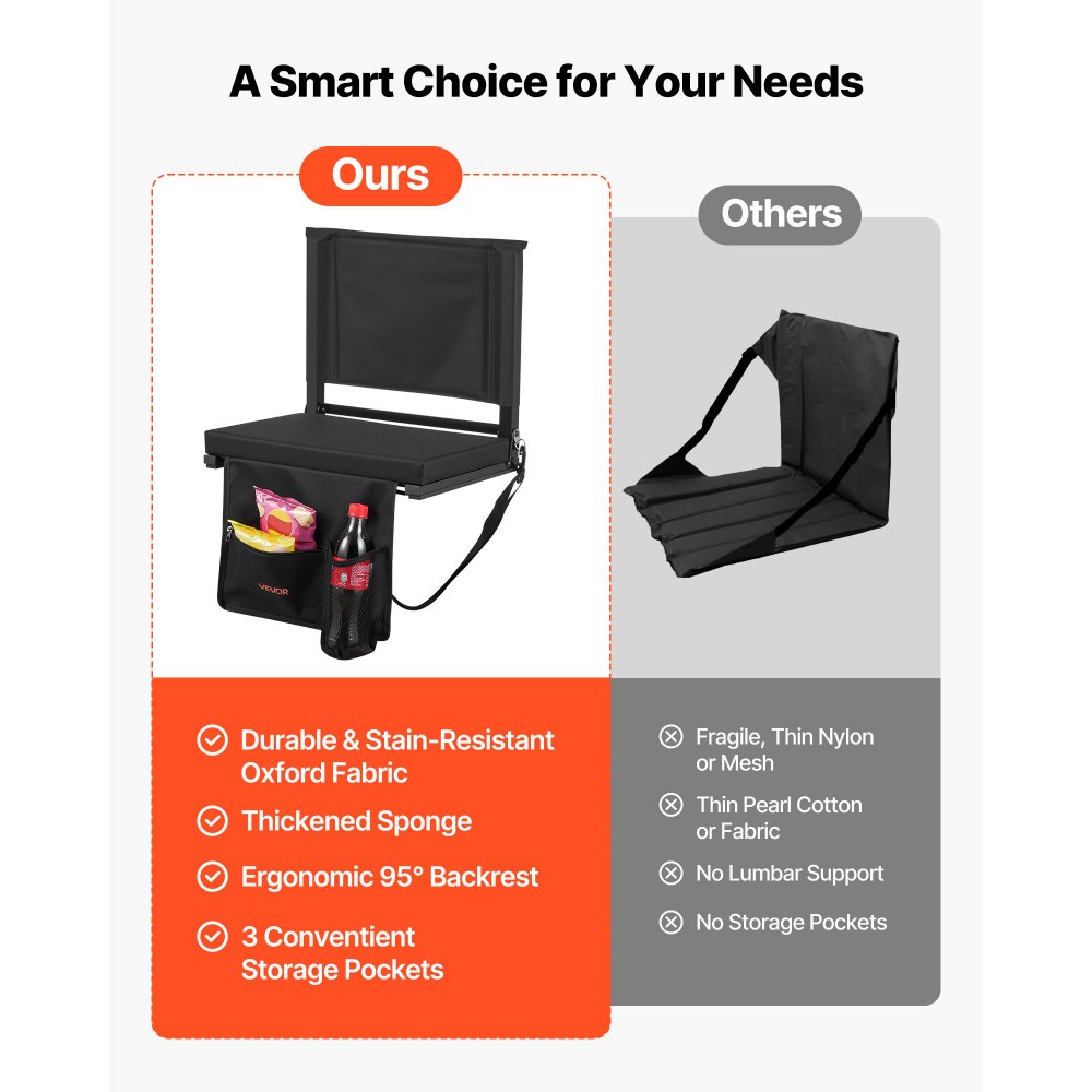 Κάθισμα Σταδίου VEVOR, Πτυσσόμενο Κάθισμα Λεκάνης με Στήριγμα Πλάτης και Χοντρό Μαξιλάρι, Επενδεδυμένα Καθίσματα Σταδίου για Λεκάνη που Περιλαμβάνουν Ιμάντα Ώμου, Γάντζους, Θήκη για Ποτήρια και Πλαϊνή Τσέπη, Μαύρη Καρέκλα Λεκάνης Κάθισμα Σταδίου VEVOR, Πτυσσόμενο Κάθισμα Λεκάνης με Στήριγμα Πλάτης και Χοντρό Μαξιλάρι, Επενδεδυμένα Καθίσματα Σταδίου για Λεκάνη που Περιλαμβάνουν Ιμάντα Ώμου, Γάντζους, Θήκη για Ποτήρια και Πλαϊνή Τσέπη, Μαύρη Καρέκλα Λεκάνης