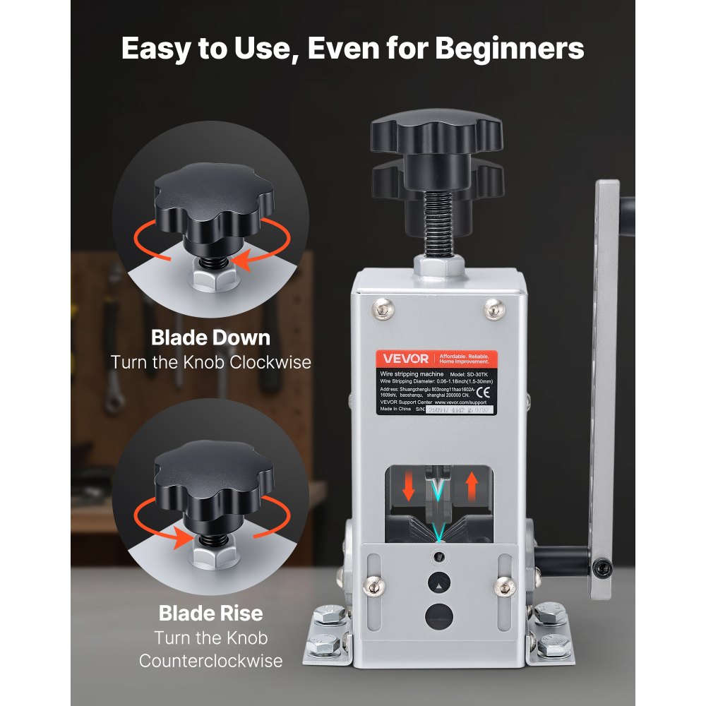 Χειροκίνητη μηχανή απογύμνωσης καλωδίων VEVOR, 1,5-30 mm, Εργαλείο απογύμνωσης καλωδίων χαλκού, Λειτουργίες με χειροκίνητη μανιβέλα ή τρυπάνι, Μηχανή απογύμνωσης καλωδίων Q235 βαρέως τύπου, Εύκολη στη χρήση, για ανακύκλωση απορριμμάτων χαλκού Χειροκίνητη μηχανή απογύμνωσης καλωδίων VEVOR, 1,5-30 mm, Εργαλείο απογύμνωσης καλωδίων χαλκού, Λειτουργίες με χειροκίνητη μανιβέλα ή τρυπάνι, Μηχανή απογύμνωσης καλωδίων Q235 βαρέως τύπου, Εύκολη στη χρήση, για ανακύκλωση απορριμμάτων χαλκού