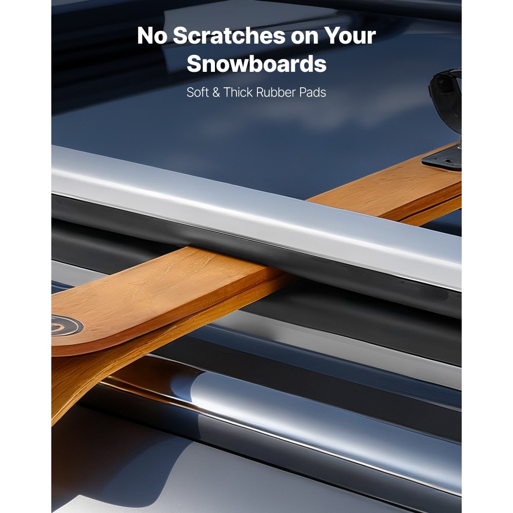 Βάση οροφής VEVOR για σκι και σνόουμπορντ, Χωρητικότητα έως 4 ζεύγη σκι ή 2 σνόουμπορντ, 2 τεμάχια βάση οροφής αυτοκινήτου αλουμινίου γενικής χρήσης με κλειδαριά και επένδυση από καουτσούκ, Βάση για καλάμι ψαρέματος, Ταιριάζει στις περισσότερες εγκάρσιες ράβδους Βάση οροφής VEVOR για σκι και σνόουμπορντ, Χωρητικότητα έως 4 ζεύγη σκι ή 2 σνόουμπορντ, 2 τεμάχια βάση οροφής αυτοκινήτου αλουμινίου γενικής χρήσης με κλειδαριά και επένδυση από καουτσούκ, Βάση για καλάμι ψαρέματος, Ταιριάζει στις περισσότερες εγκάρσιες ράβδους