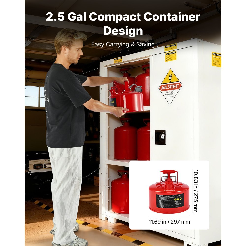 Δοχείο αερίου ασφαλείας VEVOR, κόκκινο δοχείο ασφαλείας βενζίνης 9,5 λίτρων τύπου II με φλογοπαγίδα από ανοξείδωτο ατσάλι, αυτοκλειόμενο καπάκι και εύκαμπτο μεταλλικό στόμιο, εύφλεκτη αποθήκευση από ανθρακούχο χάλυβα με εργονομική λαβή Δοχείο αερίου ασφαλείας VEVOR, κόκκινο δοχείο ασφαλείας βενζίνης 9,5 λίτρων τύπου II με φλογοπαγίδα από ανοξείδωτο ατσάλι, αυτοκλειόμενο καπάκι και εύκαμπτο μεταλλικό στόμιο, εύφλεκτη αποθήκευση από ανθρακούχο χάλυβα με εργονομική λαβή