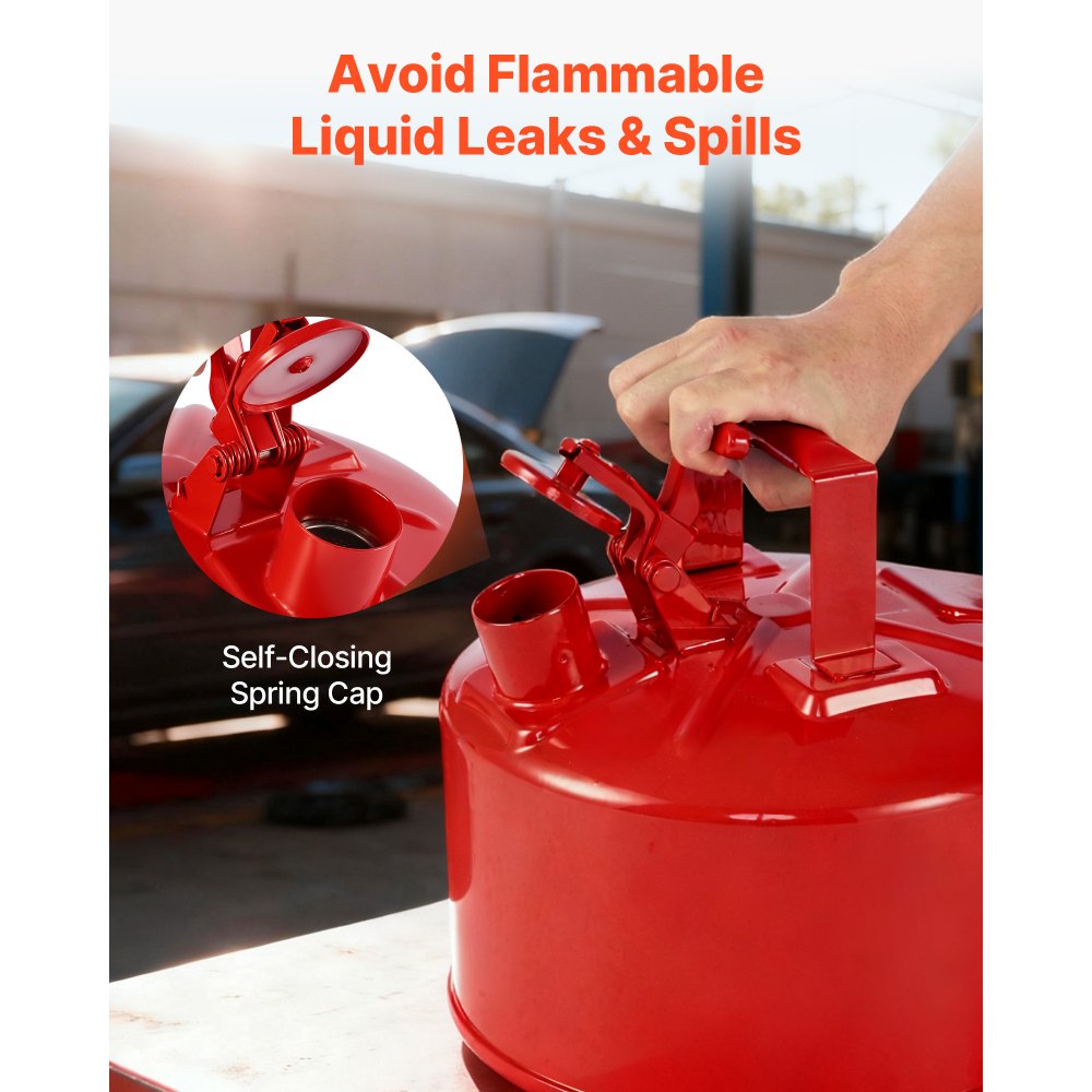Δοχείο αερίου ασφαλείας VEVOR, κόκκινο δοχείο ασφαλείας βενζίνης 9,5 λίτρων τύπου Ι με φλογοπαγίδα από ανοξείδωτο ατσάλι, αυτοκλειόμενο καπάκι και χωνί PE, εύφλεκτο δοχείο αποθήκευσης από ανθρακούχο χάλυβα με εργονομική λαβή Δοχείο αερίου ασφαλείας VEVOR, κόκκινο δοχείο ασφαλείας βενζίνης 9,5 λίτρων τύπου Ι με φλογοπαγίδα από ανοξείδωτο ατσάλι, αυτοκλειόμενο καπάκι και χωνί PE, εύφλεκτο δοχείο αποθήκευσης από ανθρακούχο χάλυβα με εργονομική λαβή