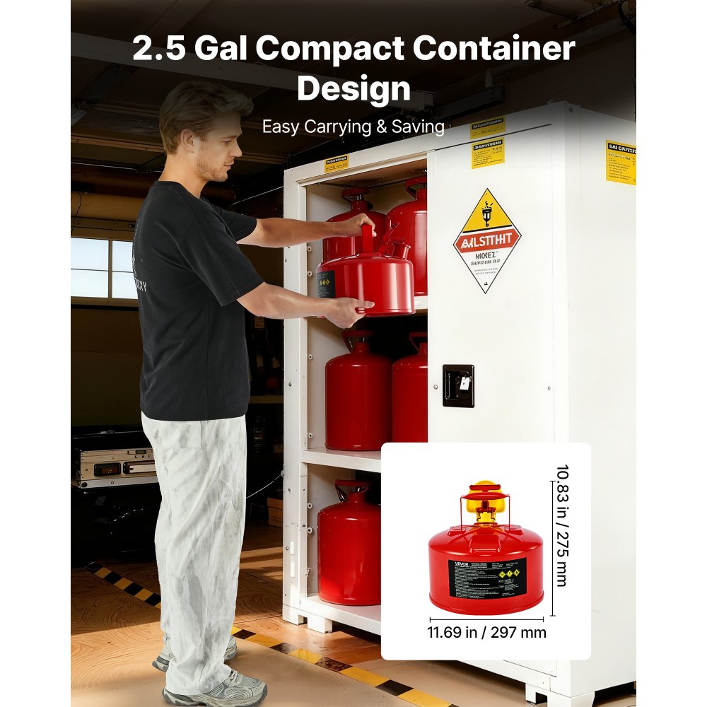 Δοχείο αερίου ασφαλείας VEVOR, κόκκινο δοχείο ασφαλείας βενζίνης 9,5 λίτρων τύπου Ι με φλογοπαγίδα από ανοξείδωτο ατσάλι, αυτοκλειόμενο καπάκι και χωνί PE, εύφλεκτο δοχείο αποθήκευσης από ανθρακούχο χάλυβα με εργονομική λαβή Δοχείο αερίου ασφαλείας VEVOR, κόκκινο δοχείο ασφαλείας βενζίνης 9,5 λίτρων τύπου Ι με φλογοπαγίδα από ανοξείδωτο ατσάλι, αυτοκλειόμενο καπάκι και χωνί PE, εύφλεκτο δοχείο αποθήκευσης από ανθρακούχο χάλυβα με εργονομική λαβή