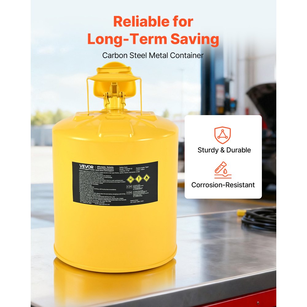 Δοχείο ασφαλείας VEVOR, κίτρινο δοχείο ασφαλείας τύπου I 19 λίτρων για ντίζελ με φλογοπαγίδα από ανοξείδωτο ατσάλι, αυτοκλειόμενο καπάκι και χωνί PE, δοχείο αποθήκευσης εύφλεκτου καυσίμου από ανθρακούχο χάλυβα με εργονομική λαβή Δοχείο ασφαλείας VEVOR, κίτρινο δοχείο ασφαλείας τύπου I 19 λίτρων για ντίζελ με φλογοπαγίδα από ανοξείδωτο ατσάλι, αυτοκλειόμενο καπάκι και χωνί PE, δοχείο αποθήκευσης εύφλεκτου καυσίμου από ανθρακούχο χάλυβα με εργονομική λαβή