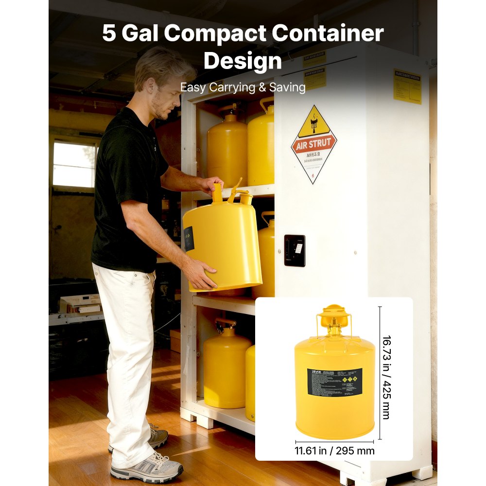 Δοχείο ασφαλείας VEVOR, κίτρινο δοχείο ασφαλείας τύπου I 19 λίτρων για ντίζελ με φλογοπαγίδα από ανοξείδωτο ατσάλι, αυτοκλειόμενο καπάκι και χωνί PE, δοχείο αποθήκευσης εύφλεκτου καυσίμου από ανθρακούχο χάλυβα με εργονομική λαβή Δοχείο ασφαλείας VEVOR, κίτρινο δοχείο ασφαλείας τύπου I 19 λίτρων για ντίζελ με φλογοπαγίδα από ανοξείδωτο ατσάλι, αυτοκλειόμενο καπάκι και χωνί PE, δοχείο αποθήκευσης εύφλεκτου καυσίμου από ανθρακούχο χάλυβα με εργονομική λαβή