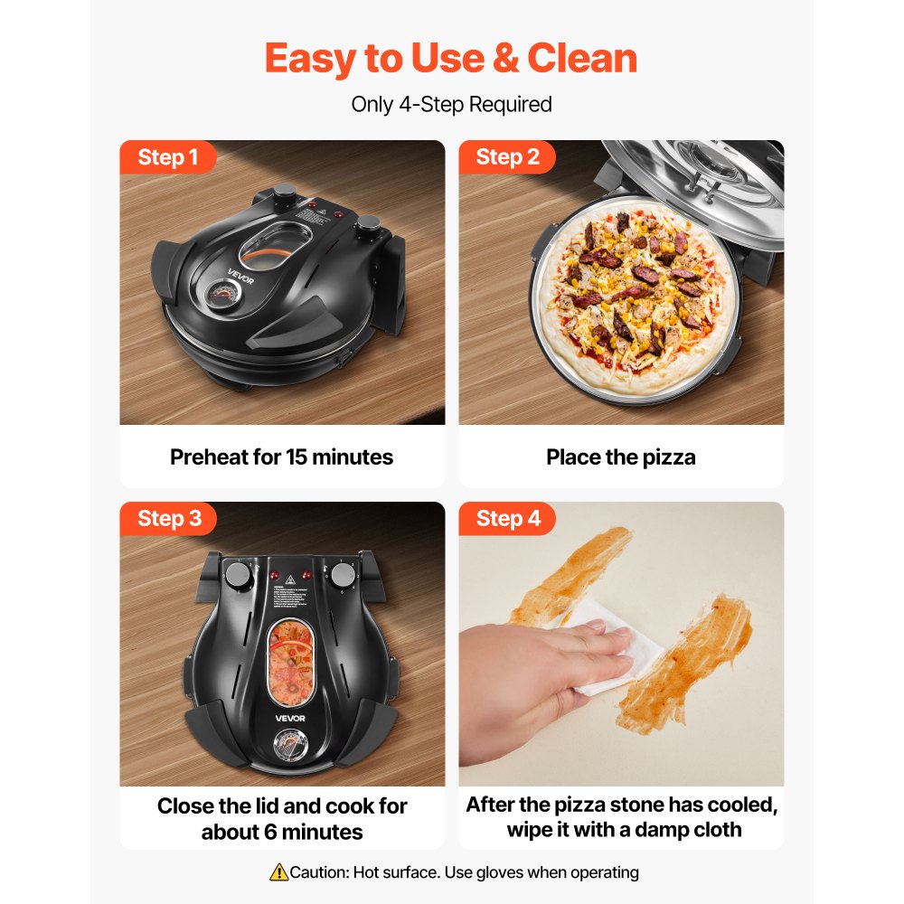 Φούρνος πίτσας VEVOR, ηλεκτρική μηχανή πίτσας 304,8 mm, ηλεκτρική εστία πίτσας 1200W με πέτρα κορδιερίτη, έλεγχος θερμοκρασίας 5 λειτουργιών, παράθυρο θέασης για ακριβές μαγείρεμα, θερμαίνεται έως 420℃, για το σπίτι (μαύρο) Φούρνος πίτσας VEVOR, ηλεκτρική μηχανή πίτσας 304,8 mm, ηλεκτρική εστία πίτσας 1200W με πέτρα κορδιερίτη, έλεγχος θερμοκρασίας 5 λειτουργιών, παράθυρο θέασης για ακριβές μαγείρεμα, θερμαίνεται έως 420℃, για το σπίτι (μαύρο)