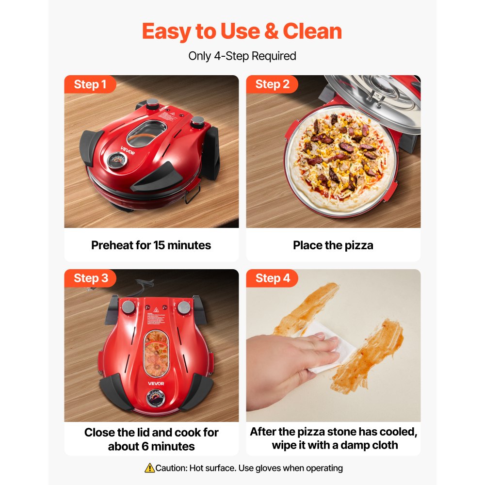 Φούρνος πίτσας VEVOR, ηλεκτρική μηχανή πίτσας 304,8 mm, ηλεκτρική εστία πίτσας 1200W με πέτρα κορδιερίτη, έλεγχος θερμοκρασίας 5 λειτουργιών, παράθυρο θέασης για ακριβές μαγείρεμα, θερμαίνεται έως 420℃, για το σπίτι (κόκκινο) Φούρνος πίτσας VEVOR, ηλεκτρική μηχανή πίτσας 304,8 mm, ηλεκτρική εστία πίτσας 1200W με πέτρα κορδιερίτη, έλεγχος θερμοκρασίας 5 λειτουργιών, παράθυρο θέασης για ακριβές μαγείρεμα, θερμαίνεται έως 420℃, για το σπίτι (κόκκινο)
