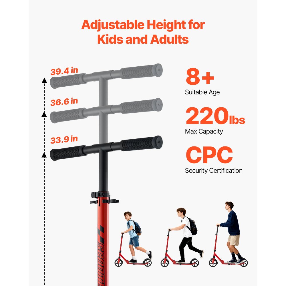 Πατίνι VEVOR για παιδιά 8+ ετών, εφήβους και ενήλικες, δίτροχο πατίνι για νήπια με ρυθμιζόμενο ύψος τιμονιού, φαρδύ αντιολισθητικό δάπεδο, πτυσσόμενο ελαφρύ για αγόρια και κορίτσια έως 99,8 κιλά, κόκκινο + μαύρο Πατίνι VEVOR για παιδιά 8+ ετών, εφήβους και ενήλικες, δίτροχο πατίνι για νήπια με ρυθμιζόμενο ύψος τιμονιού, φαρδύ αντιολισθητικό δάπεδο, πτυσσόμενο ελαφρύ για αγόρια και κορίτσια έως 99,8 κιλά, κόκκινο + μαύρο
