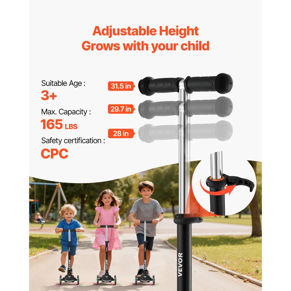 Πατίνι VEVOR για παιδιά ηλικίας 3+ ετών, τρίτροχο πατίνι για νήπια με φωτιζόμενους τροχούς, ρυθμιζόμενο ύψος τιμονιού, φαρδύ αντιολισθητικό δάπεδο, ελαφρύ πλαίσιο αλουμινίου για αγόρια και κορίτσια έως 74,8 kg, μαύρο Πατίνι VEVOR για παιδιά ηλικίας 3+ ετών, τρίτροχο πατίνι για νήπια με φωτιζόμενους τροχούς, ρυθμιζόμενο ύψος τιμονιού, φαρδύ αντιολισθητικό δάπεδο, ελαφρύ πλαίσιο αλουμινίου για αγόρια και κορίτσια έως 74,8 kg, μαύρο