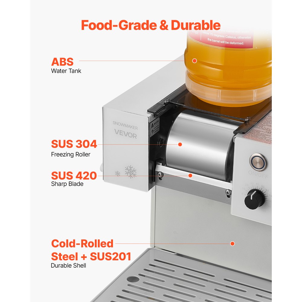 Παγομηχανή VEVOR Snowflake, Παγομηχανή Snowflake 80KG/24H, Μηχανή Ξυρίσματος Πάγου με Λεπίδα από Ανοξείδωτο Ατσάλι, Ηλεκτρική Μηχανή Χιονιού με Δεξαμενή 1,8L, Γρήγορη Προψύξη 90S, για Σπίτι & Μικρές Συγκεντρώσεις Παγομηχανή VEVOR Snowflake, Παγομηχανή Snowflake 80KG/24H, Μηχανή Ξυρίσματος Πάγου με Λεπίδα από Ανοξείδωτο Ατσάλι, Ηλεκτρική Μηχανή Χιονιού με Δεξαμενή 1,8L, Γρήγορη Προψύξη 90S, για Σπίτι & Μικρές Συγκεντρώσεις