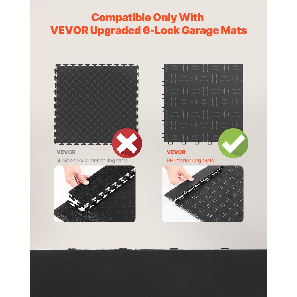Κιτ ακμών μετάβασης για αρσενικά δάπεδα γκαράζ VEVOR, 15 τεμάχια ανθεκτικά αρθρωτά άκρα δαπέδου γκαράζ PP με αλληλοσύνδεση, αντιολισθητικά, εύκολα στη συναρμολόγηση, συμβατά μόνο με αναβαθμισμένα πατάκια γκαράζ 6 κλειδιών VEVOR, μαύρο Κιτ ακμών μετάβασης για αρσενικά δάπεδα γκαράζ VEVOR, 15 τεμάχια ανθεκτικά αρθρωτά άκρα δαπέδου γκαράζ PP με αλληλοσύνδεση, αντιολισθητικά, εύκολα στη συναρμολόγηση, συμβατά μόνο με αναβαθμισμένα πατάκια γκαράζ 6 κλειδιών VEVOR, μαύρο