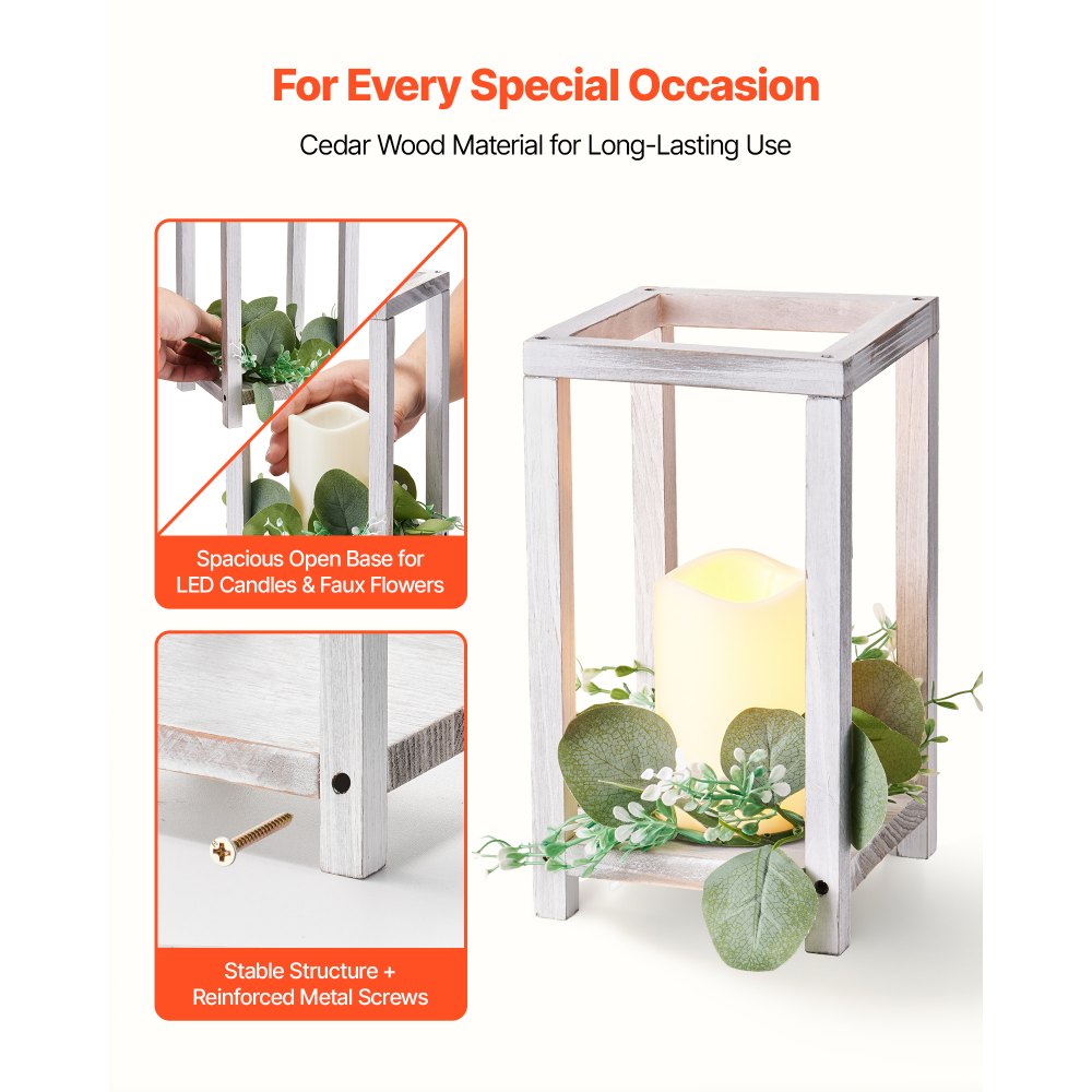 VEVOR Σετ 12 τεμαχίων/36 τεμαχίων Ξύλινα φαναράκια γάμου, Περιλαμβάνει 12 ξύλινα φαναράκια, 12 κεριά LED χωρίς φλόγα, 12 στεφάνια από φύλλα ευκαλύπτου για διακόσμηση τραπεζιού γάμου, πάρτι, αγροικία, λευκό VEVOR Σετ 12 τεμαχίων/36 τεμαχίων Ξύλινα φαναράκια γάμου, Περιλαμβάνει 12 ξύλινα φαναράκια, 12 κεριά LED χωρίς φλόγα, 12 στεφάνια από φύλλα ευκαλύπτου για διακόσμηση τραπεζιού γάμου, πάρτι, αγροικία, λευκό