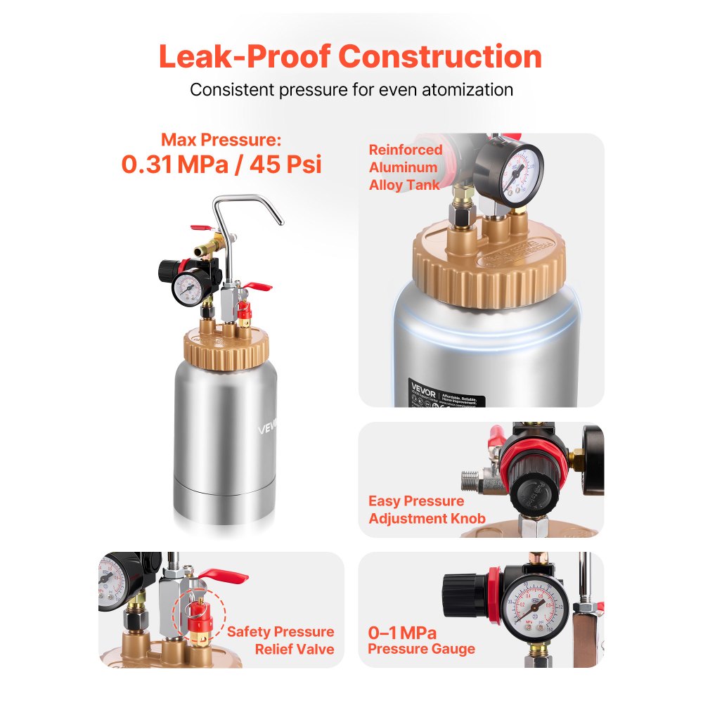 Δοχείο πιέσεως βαφής VEVOR, ψεκαστήρας βαφής με δοχείο πιέσεως 2 λίτρων, φ1,8mm + φ3mm Δύο πιστόλια ψεκασμού Κεντρικό πνευματικό πιστόλι ψεκασμού με δύο σωλήνες 3 m για έπιπλα, αυτοκίνητο, 3 ρυθμιζόμενα χειριστήρια Δοχείο πιέσεως βαφής VEVOR, ψεκαστήρας βαφής με δοχείο πιέσεως 2 λίτρων, φ1,8mm + φ3mm Δύο πιστόλια ψεκασμού Κεντρικό πνευματικό πιστόλι ψεκασμού με δύο σωλήνες 3 m για έπιπλα, αυτοκίνητο, 3 ρυθμιζόμενα χειριστήρια