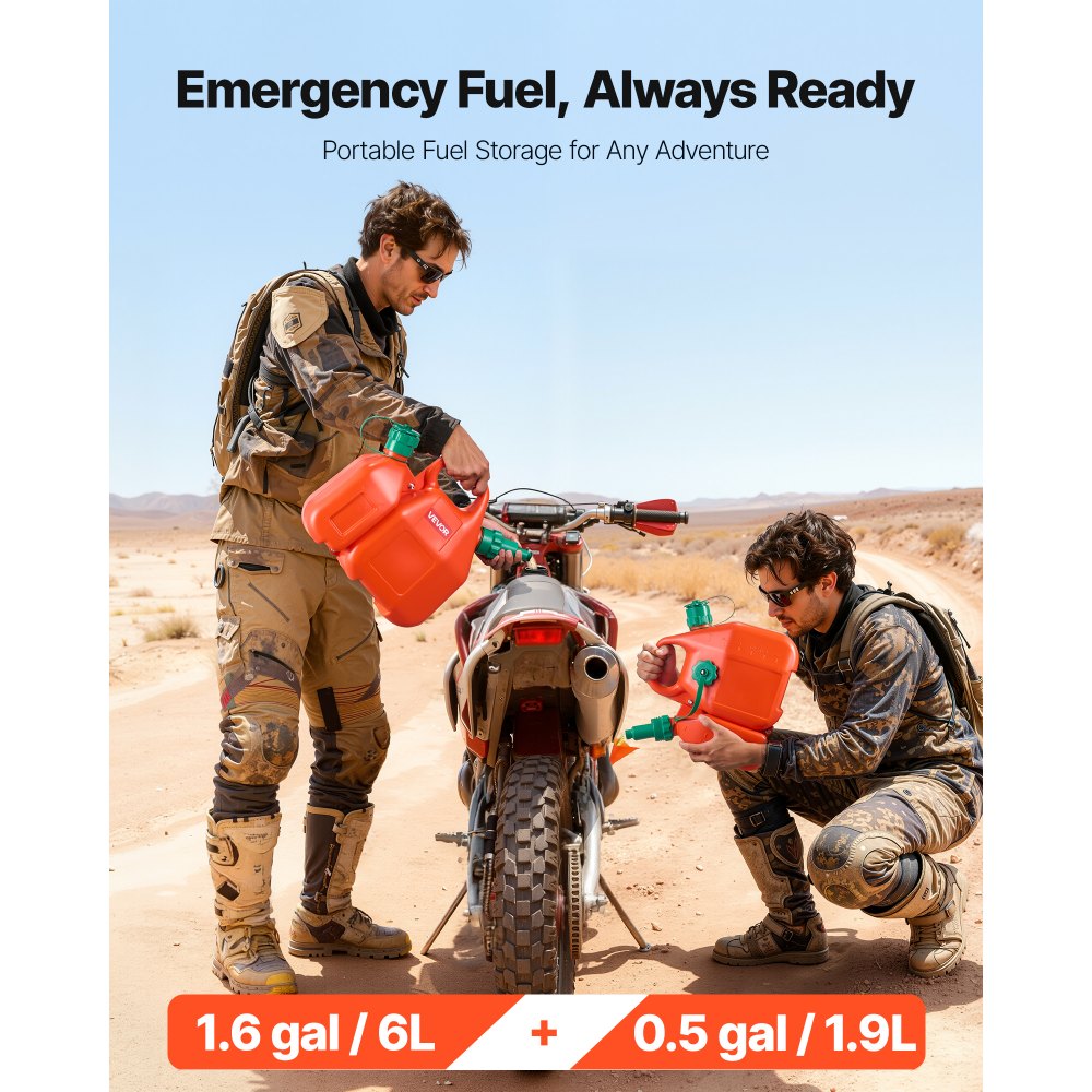 Δοχείο καυσίμου VEVOR, 6 λίτρα, ρεζερβουάρ καυσίμου με στόμιο και δοχείο επιπλέον λαδιού 1,9 λίτρων, μέγιστη παροχή 5,5 λίτρα/λεπτό, στεγανό και φορητό επίπεδο δοχείο υγρού για τα περισσότερα αυτοκίνητα, μοτοσικλέτες, ATV, UTV Δοχείο καυσίμου VEVOR, 6 λίτρα, ρεζερβουάρ καυσίμου με στόμιο και δοχείο επιπλέον λαδιού 1,9 λίτρων, μέγιστη παροχή 5,5 λίτρα/λεπτό, στεγανό και φορητό επίπεδο δοχείο υγρού για τα περισσότερα αυτοκίνητα, μοτοσικλέτες, ATV, UTV
