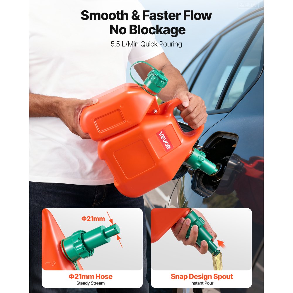 Δοχείο καυσίμου VEVOR, 6 λίτρα, ρεζερβουάρ καυσίμου με στόμιο και δοχείο επιπλέον λαδιού 1,9 λίτρων, μέγιστη παροχή 5,5 λίτρα/λεπτό, στεγανό και φορητό επίπεδο δοχείο υγρού για τα περισσότερα αυτοκίνητα, μοτοσικλέτες, ATV, UTV Δοχείο καυσίμου VEVOR, 6 λίτρα, ρεζερβουάρ καυσίμου με στόμιο και δοχείο επιπλέον λαδιού 1,9 λίτρων, μέγιστη παροχή 5,5 λίτρα/λεπτό, στεγανό και φορητό επίπεδο δοχείο υγρού για τα περισσότερα αυτοκίνητα, μοτοσικλέτες, ATV, UTV