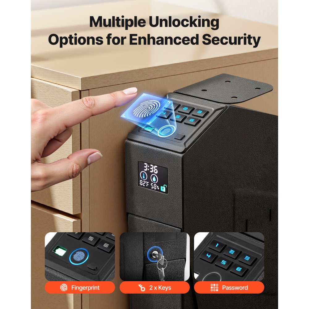 Χρηματοκιβώτιο όπλων VEVOR, συρόμενο χρηματοκιβώτιο όπλων με οθόνη, δακτυλικό αποτύπωμα/κωδικό πρόσβασης/κλειδί, θήκη όπλων γρήγορης πρόσβασης 3 θέσεων με LED για 1 πιστόλι και γεμιστήρα, τοποθετημένο κουτί όπλων για κομοδίνο, γραφείο δίπλα στο κομοδίνο, αυτοκίνητο Χρηματοκιβώτιο όπλων VEVOR, συρόμενο χρηματοκιβώτιο όπλων με οθόνη, δακτυλικό αποτύπωμα/κωδικό πρόσβασης/κλειδί, θήκη όπλων γρήγορης πρόσβασης 3 θέσεων με LED για 1 πιστόλι και γεμιστήρα, τοποθετημένο κουτί όπλων για κομοδίνο, γραφείο δίπλα στο κομοδίνο, αυτοκίνητο