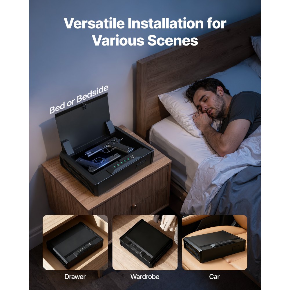 Χρηματοκιβώτιο όπλων VEVOR, Χρηματοκιβώτιο χειρός βαρέως τύπου με δακτυλικό αποτύπωμα/κωδικό πρόσβασης/κλειδί, θήκη θήκης πυροβόλου όπλου 3 θέσεων γρήγορης πρόσβασης με φωτισμό για 2 πιστόλια και 2 γεμιστήρες, κουτί πιστολιού για κομοδίνο, γραφείο δίπλα στο κρεβάτι, αυτοκίνητο Χρηματοκιβώτιο όπλων VEVOR, Χρηματοκιβώτιο χειρός βαρέως τύπου με δακτυλικό αποτύπωμα/κωδικό πρόσβασης/κλειδί, θήκη θήκης πυροβόλου όπλου 3 θέσεων γρήγορης πρόσβασης με φωτισμό για 2 πιστόλια και 2 γεμιστήρες, κουτί πιστολιού για κομοδίνο, γραφείο δίπλα στο κρεβάτι, αυτοκίνητο