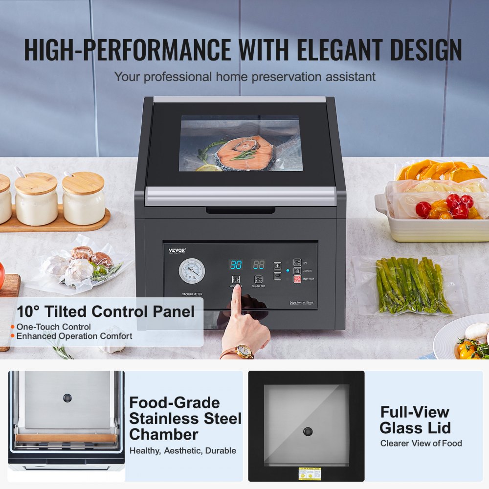 Μηχανή σφράγισης κενού θαλάμου VEVOR, Ισχύς αντλίας κενού 380W, Μηχανή συσκευασίας σακουλών σφράγισης για υγρά τρόφιμα, κρέας, συμπαγής σχεδιασμός με μήκος σφράγισης 290 mm, ιδανική εμπορική μηχανή σφράγισης για επαγγελματική και οικιακή χρήση Μηχανή σφράγισης κενού θαλάμου VEVOR, Ισχύς αντλίας κενού 380W, Μηχανή συσκευασίας σακουλών σφράγισης για υγρά τρόφιμα, κρέας, συμπαγής σχεδιασμός με μήκος σφράγισης 290 mm, ιδανική εμπορική μηχανή σφράγισης για επαγγελματική και οικιακή χρήση