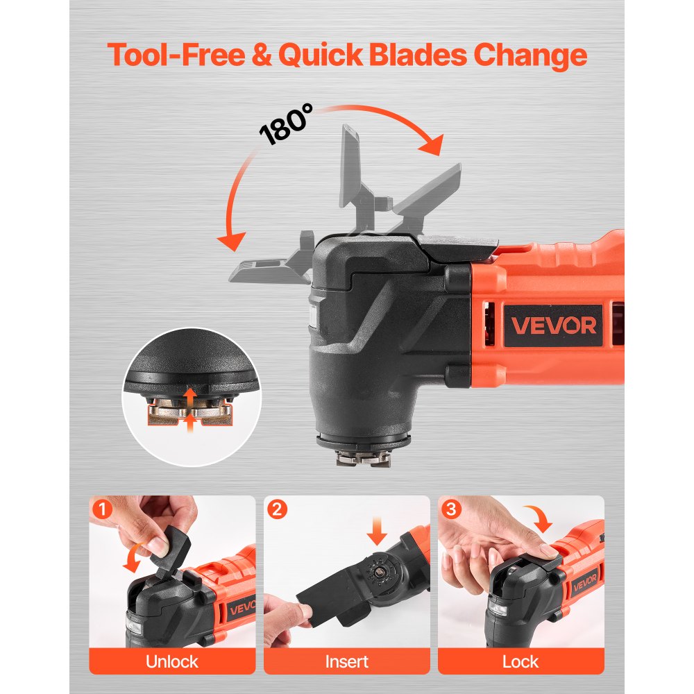 Ασύρματο παλινδρομικό εργαλείο VEVOR, κιτ πολυεργαλείων παλινδρομικού τύπου 20V με 6 μεταβλητές ταχύτητες 8500 - 17000 OPM, γωνία παλινδρόμησης 3,2°, μπαταρία 2,0Ah και φορτιστής, αξεσουάρ πριονιού 12 τεμαχίων και φως εργασίας LED Ασύρματο παλινδρομικό εργαλείο VEVOR, κιτ πολυεργαλείων παλινδρομικού τύπου 20V με 6 μεταβλητές ταχύτητες 8500 - 17000 OPM, γωνία παλινδρόμησης 3,2°, μπαταρία 2,0Ah και φορτιστής, αξεσουάρ πριονιού 12 τεμαχίων και φως εργασίας LED
