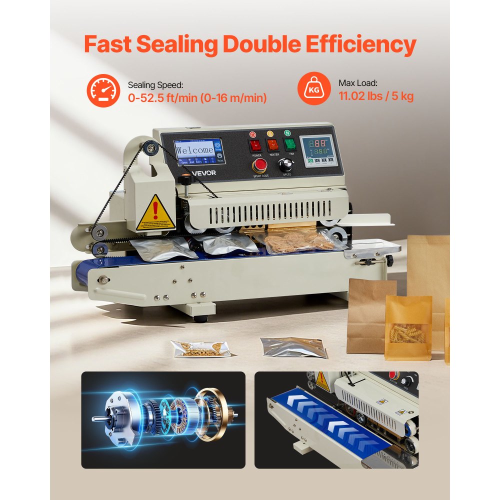 Μηχανή συνεχούς σφράγισης ταινιών σακουλών VEVOR, πλάτος σφράγισης 6-12 mm, οριζόντια μηχανή σφράγισης ταινιών με εκτύπωση με μελάνι, ρυθμιζόμενη θερμοκρασία και ταχύτητα, εμπορική μηχανή θερμικής σφράγισης για πλαστικές σακούλες 0,03-0,8 mm Μηχανή συνεχούς σφράγισης ταινιών σακουλών VEVOR, πλάτος σφράγισης 6-12 mm, οριζόντια μηχανή σφράγισης ταινιών με εκτύπωση με μελάνι, ρυθμιζόμενη θερμοκρασία και ταχύτητα, εμπορική μηχανή θερμικής σφράγισης για πλαστικές σακούλες 0,03-0,8 mm