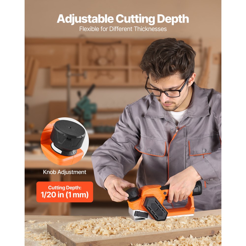 Ασύρματη πλάνη χειρός VEVOR, πλάτος κοπής 56 mm, ηλεκτρική πλάνη χειρός ξύλου 14500 σ.α.λ. με μπαταρία λιθίου 2 Ah 12V, κινητήρα χωρίς ψήκτρες, ρυθμιζόμενο βάθος κοπής, 2 λεπίδες, για ξυλουργική, λοξοτομή ξύλου DIY Ασύρματη πλάνη χειρός VEVOR, πλάτος κοπής 56 mm, ηλεκτρική πλάνη χειρός ξύλου 14500 σ.α.λ. με μπαταρία λιθίου 2 Ah 12V, κινητήρα χωρίς ψήκτρες, ρυθμιζόμενο βάθος κοπής, 2 λεπίδες, για ξυλουργική, λοξοτομή ξύλου DIY