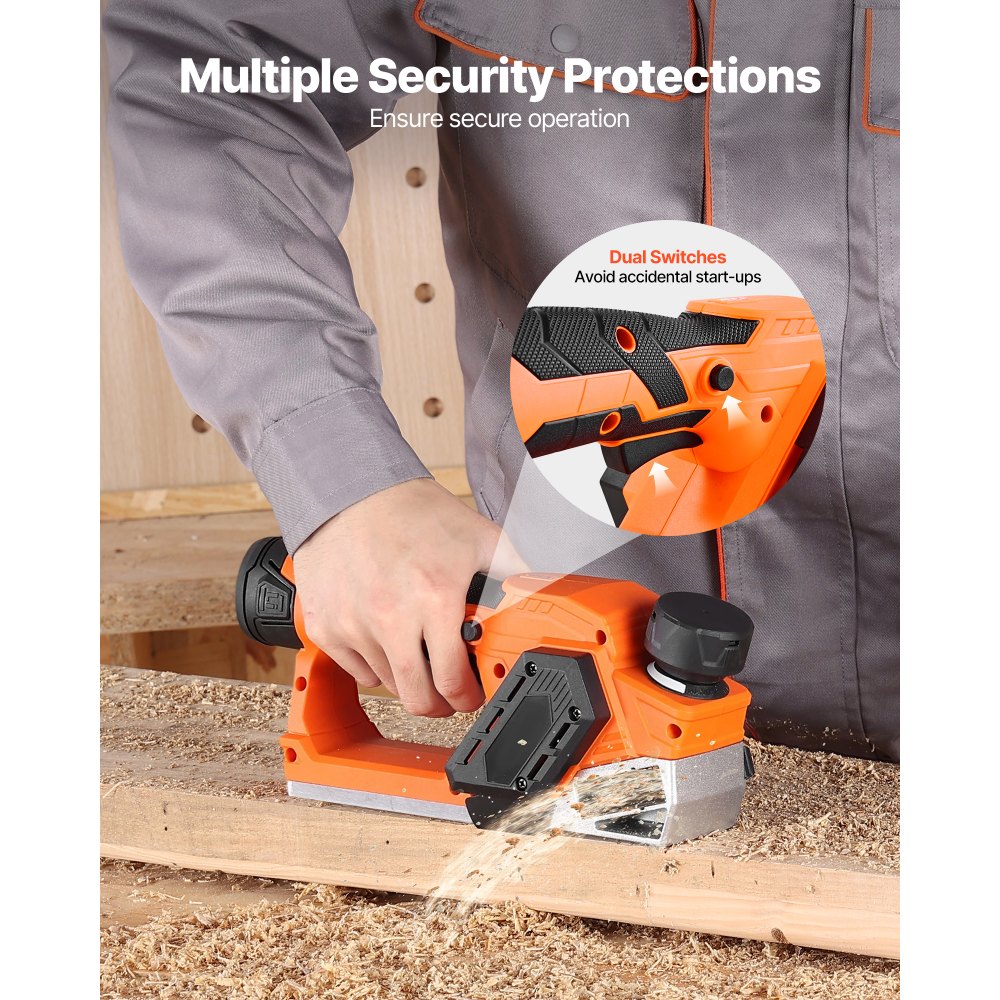 Ασύρματη πλάνη χειρός VEVOR, πλάτος κοπής 56 mm, ηλεκτρική πλάνη χειρός ξύλου 14500 σ.α.λ. με μπαταρία λιθίου 2 Ah 12V, κινητήρα χωρίς ψήκτρες, ρυθμιζόμενο βάθος κοπής, 2 λεπίδες, για ξυλουργική, λοξοτομή ξύλου DIY Ασύρματη πλάνη χειρός VEVOR, πλάτος κοπής 56 mm, ηλεκτρική πλάνη χειρός ξύλου 14500 σ.α.λ. με μπαταρία λιθίου 2 Ah 12V, κινητήρα χωρίς ψήκτρες, ρυθμιζόμενο βάθος κοπής, 2 λεπίδες, για ξυλουργική, λοξοτομή ξύλου DIY