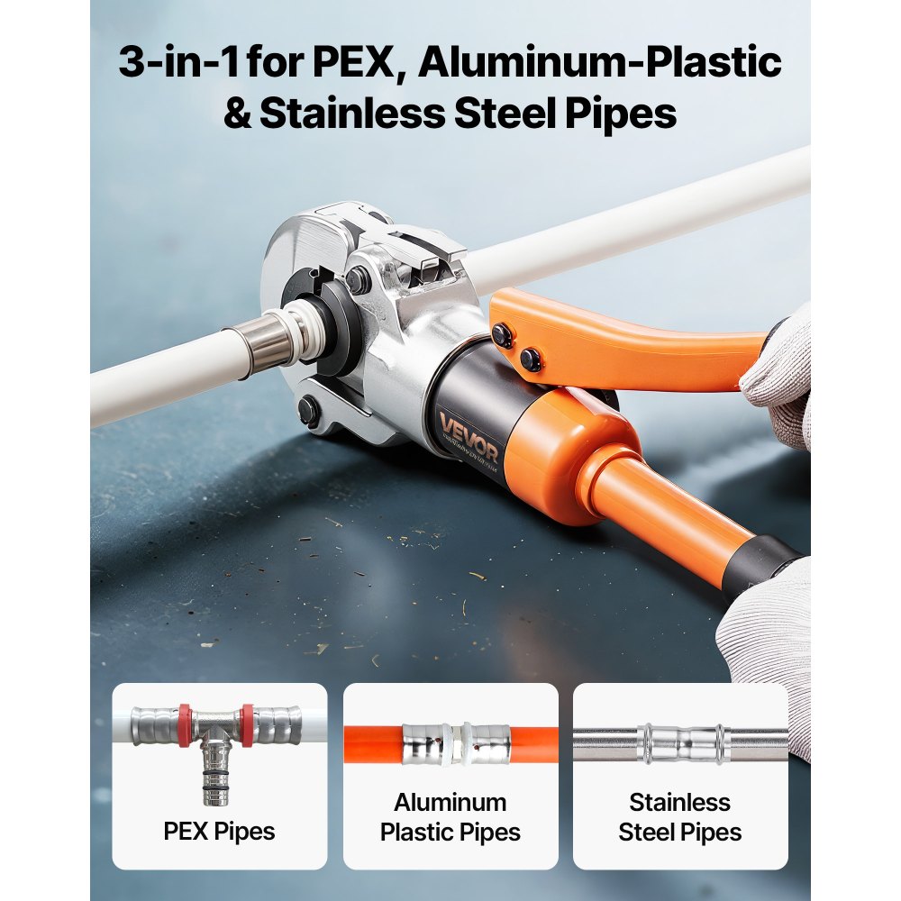Εργαλείο πτύχωσης υδραυλικών σωλήνων VEVOR, πολυλειτουργικό πτύχωμα εξαρτημάτων σωλήνων με σιαγόνες TH16 TH20 TH26 TH32 για σωλήνες PEX και αλουμινίου-πλαστικού, και σιαγόνες V12 V15 V18 V22 V28 για σωλήνες από ανοξείδωτο χάλυβα Εργαλείο πτύχωσης υδραυλικών σωλήνων VEVOR, πολυλειτουργικό πτύχωμα εξαρτημάτων σωλήνων με σιαγόνες TH16 TH20 TH26 TH32 για σωλήνες PEX και αλουμινίου-πλαστικού, και σιαγόνες V12 V15 V18 V22 V28 για σωλήνες από ανοξείδωτο χάλυβα