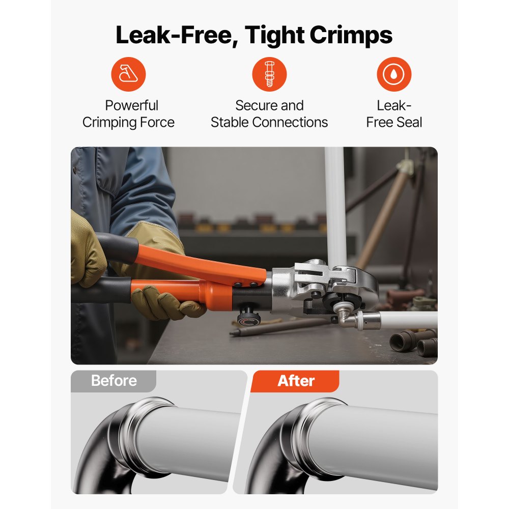 Εργαλείο πτύχωσης υδραυλικών σωλήνων VEVOR, πολυλειτουργικό πτύχωμα εξαρτημάτων σωλήνων με σιαγόνες TH16 TH20 TH26 TH32 για σωλήνες PEX και αλουμινίου-πλαστικού, και σιαγόνες V12 V15 V18 V22 V28 για σωλήνες από ανοξείδωτο χάλυβα Εργαλείο πτύχωσης υδραυλικών σωλήνων VEVOR, πολυλειτουργικό πτύχωμα εξαρτημάτων σωλήνων με σιαγόνες TH16 TH20 TH26 TH32 για σωλήνες PEX και αλουμινίου-πλαστικού, και σιαγόνες V12 V15 V18 V22 V28 για σωλήνες από ανοξείδωτο χάλυβα